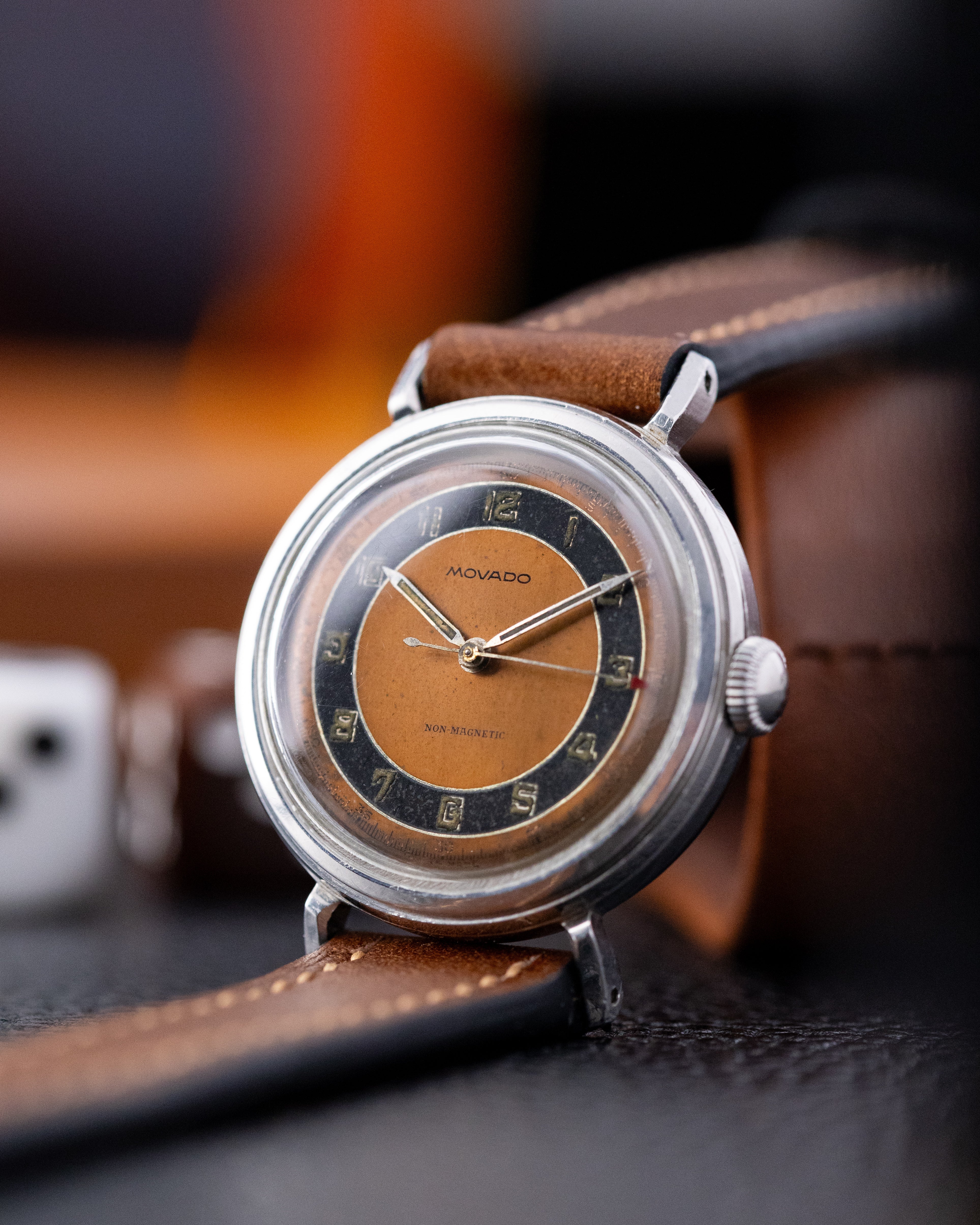 Rare Vintage Movado Calatrava in 32,5 mm Borgel case, Two - tone dial, Military Swiss Watch from 1940's - DuMarko