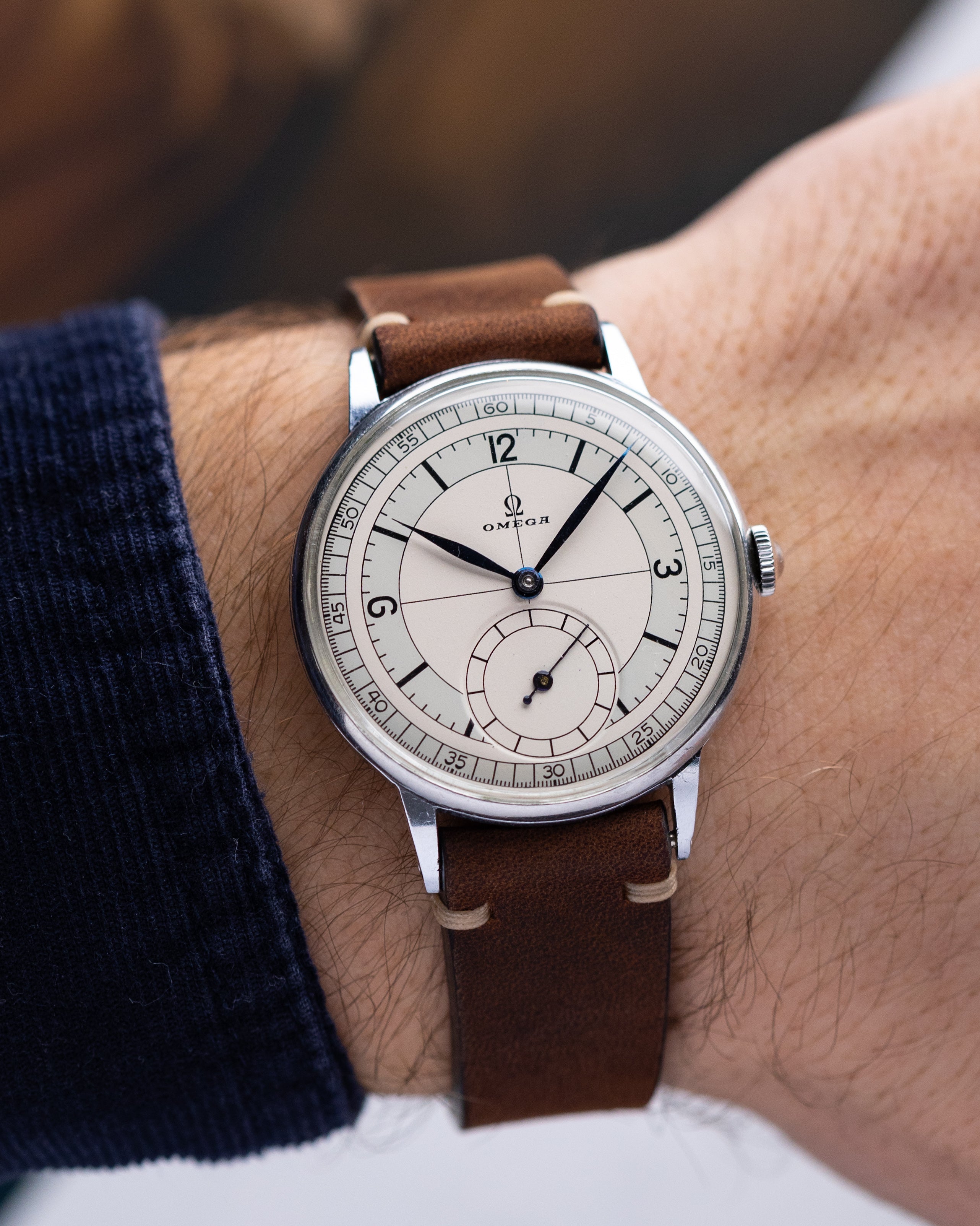 Rare Vintage Watch "Omega Calatrava Sector Dial", Oversized Swiss Watch - DuMarko