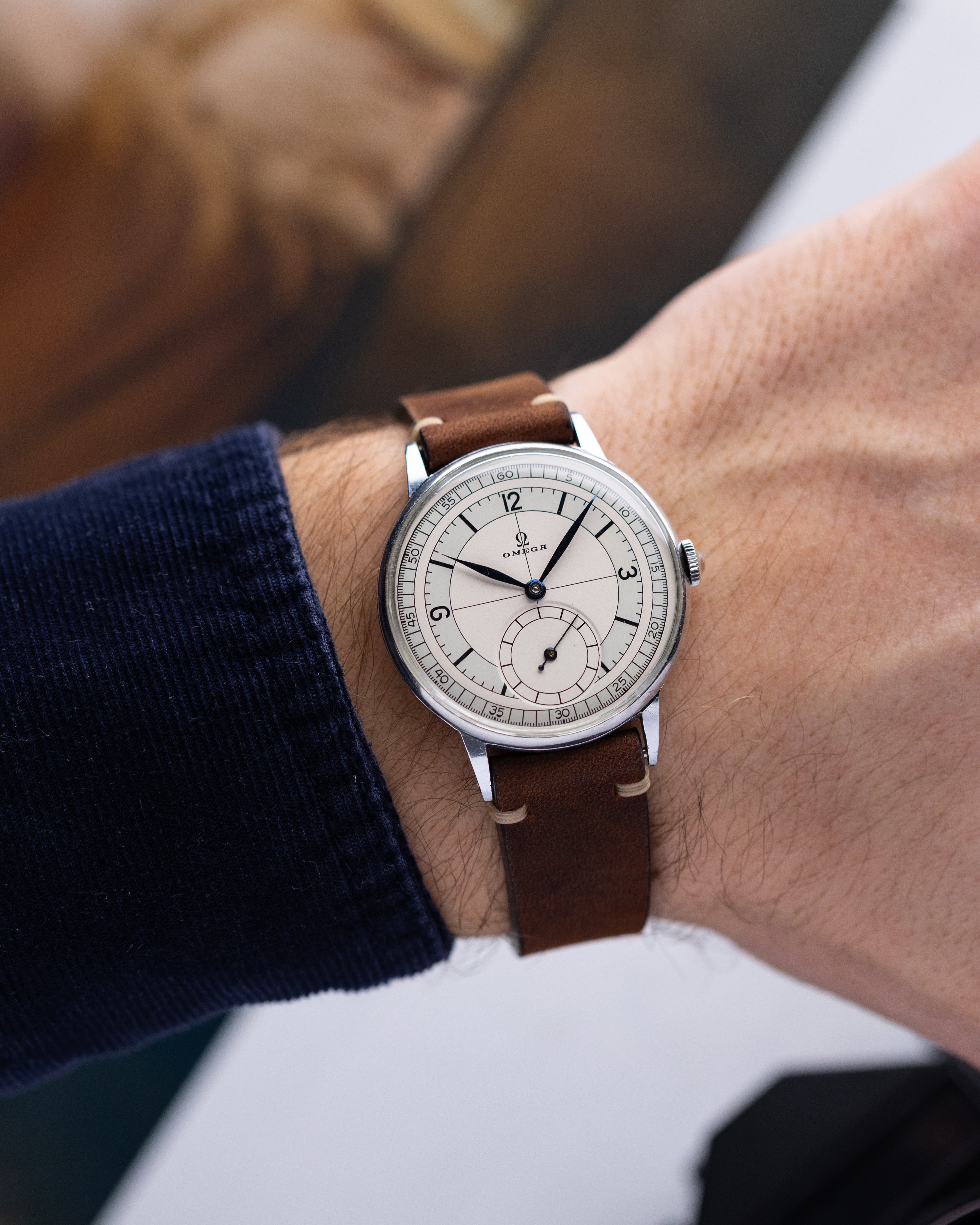 Rare Vintage Watch "Omega Calatrava Sector Dial", Oversized Swiss Watch - DuMarko