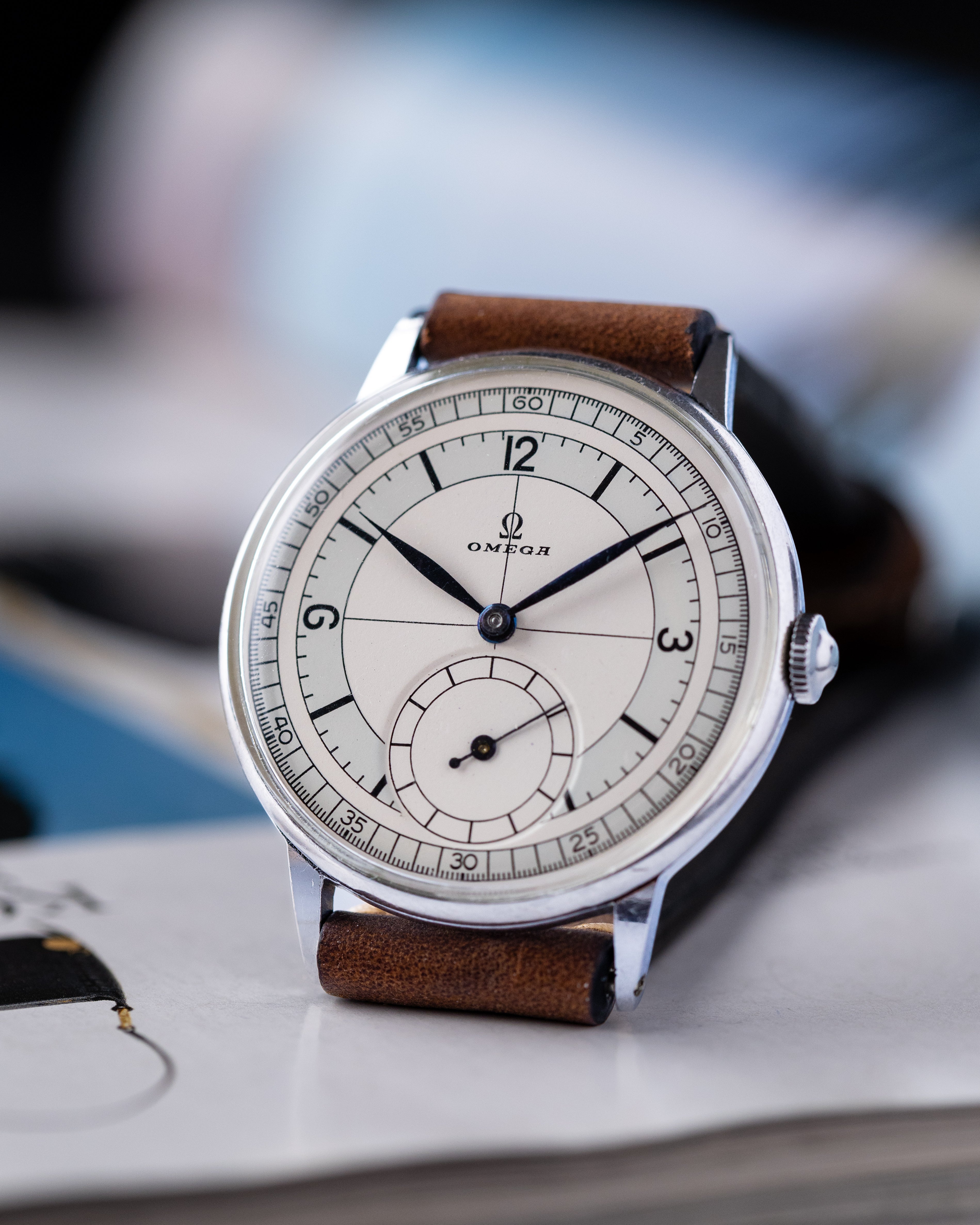 Rare Vintage Watch "Omega Calatrava Sector Dial", Oversized Swiss Watch - DuMarko