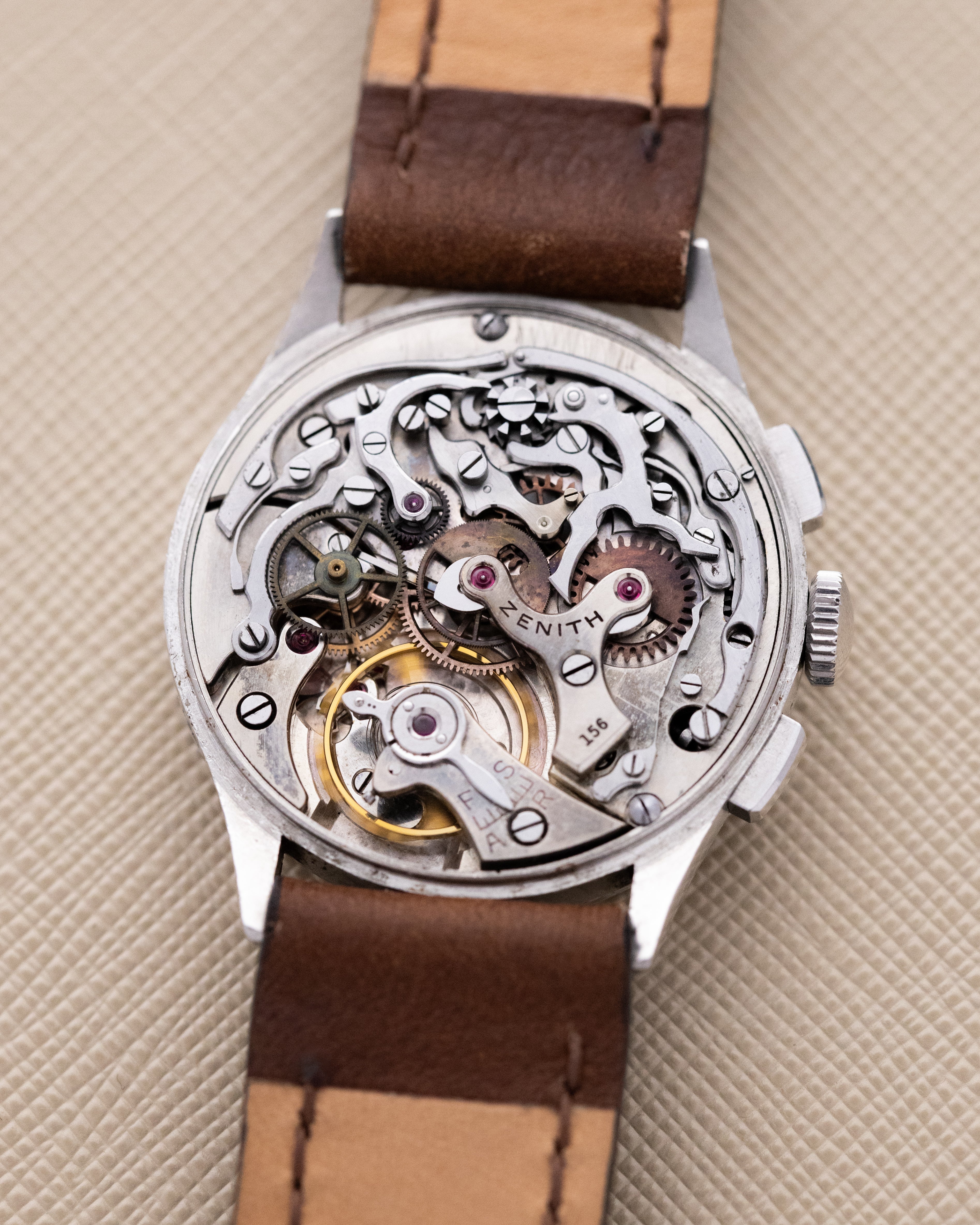 Rare Vintage Zenith/Universal Genève Compax Chronograph, Ref. 22510, Cal. 156, Tri - Register, Cream Patina Dial from 1940s - DuMarko