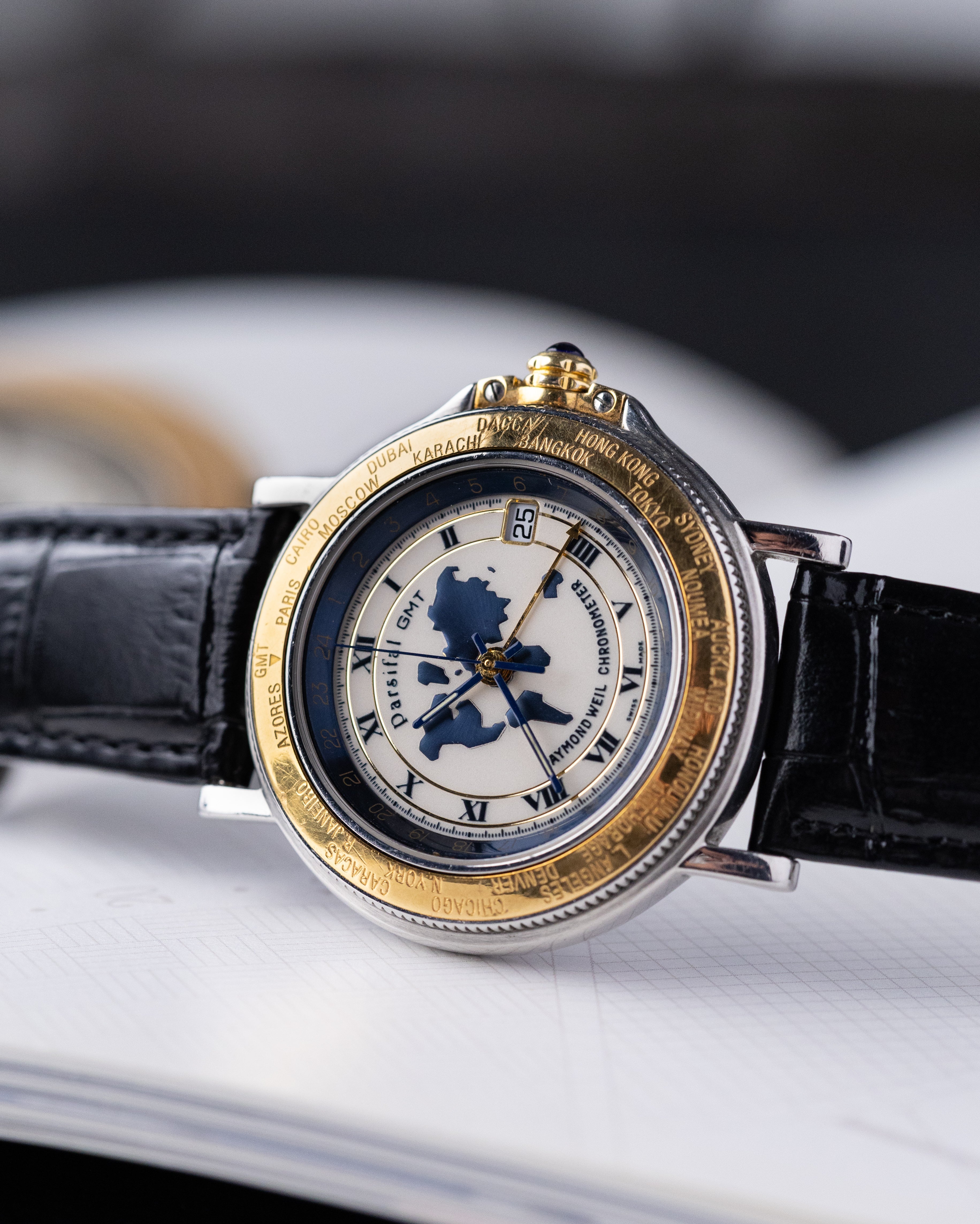 Raymond Weil Vintage Parfisal GMT Chronometer Worldtimer, Ref. 2989, Swiss Made - DuMarko