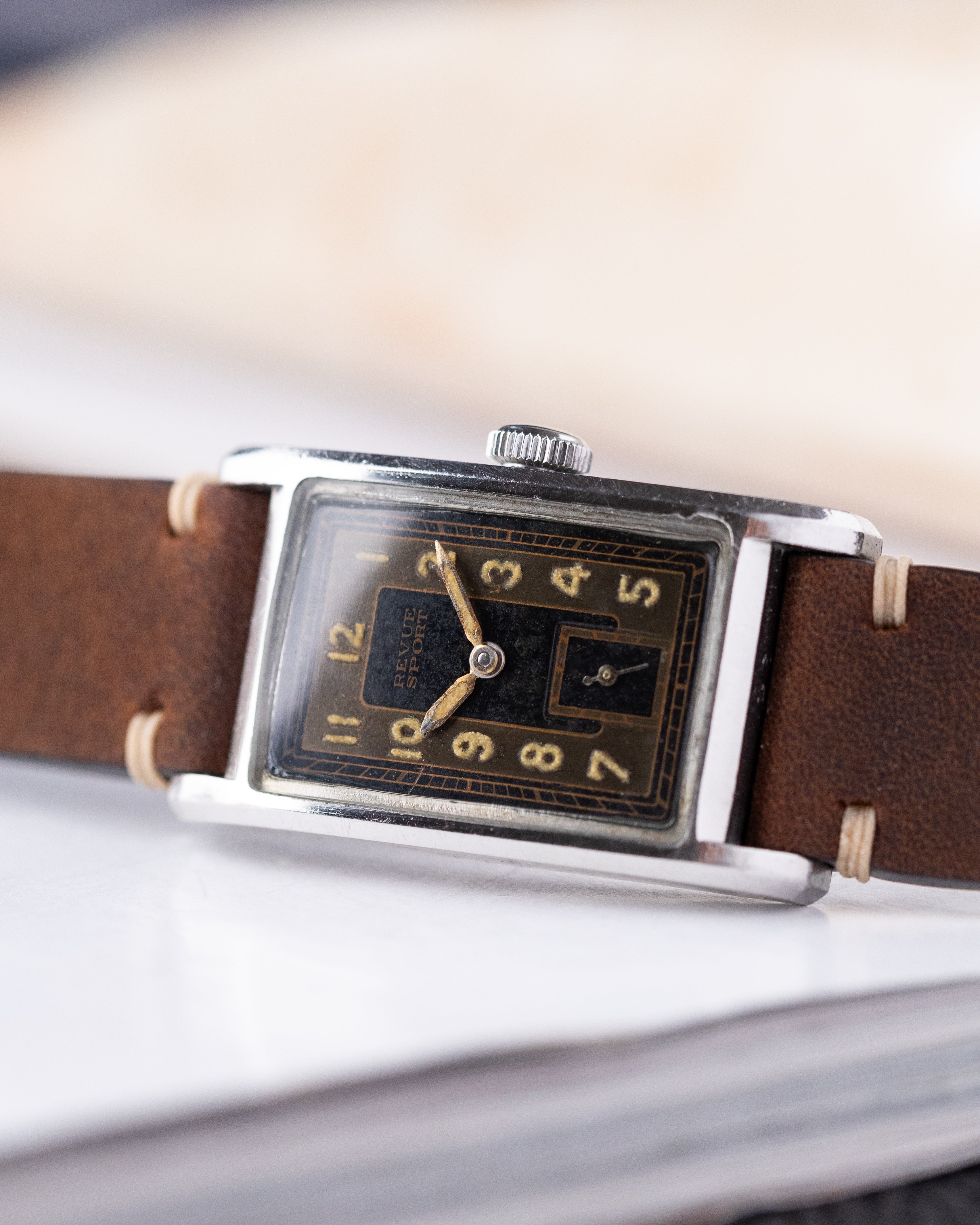 Revue Sport Rectangular Tank, Vintage Swiss watch, Schmitz Frères Case from 1945 - DuMarko