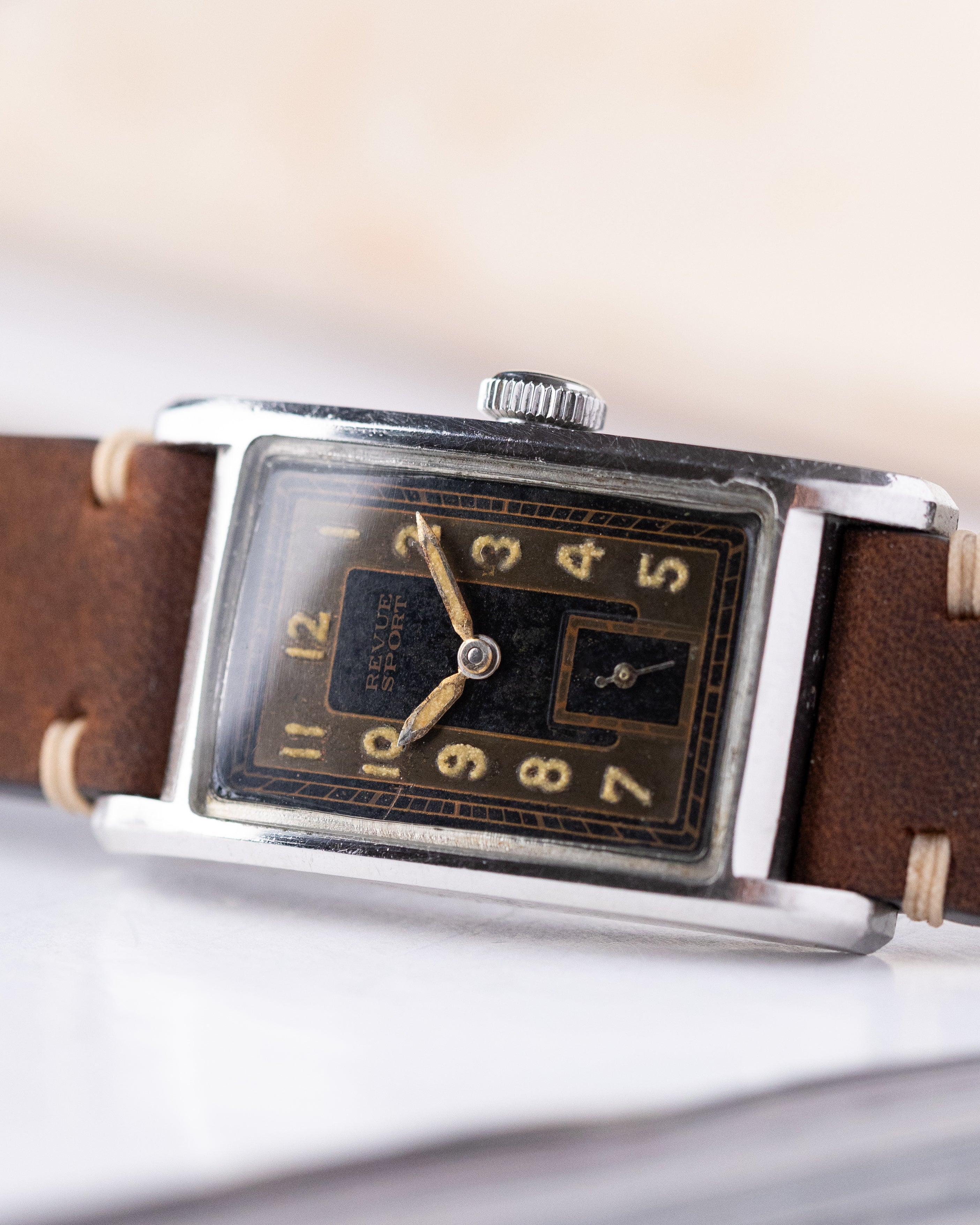 Revue Sport Rectangular Tank, Vintage Swiss watch, Schmitz Frères Case from 1945 - DuMarko