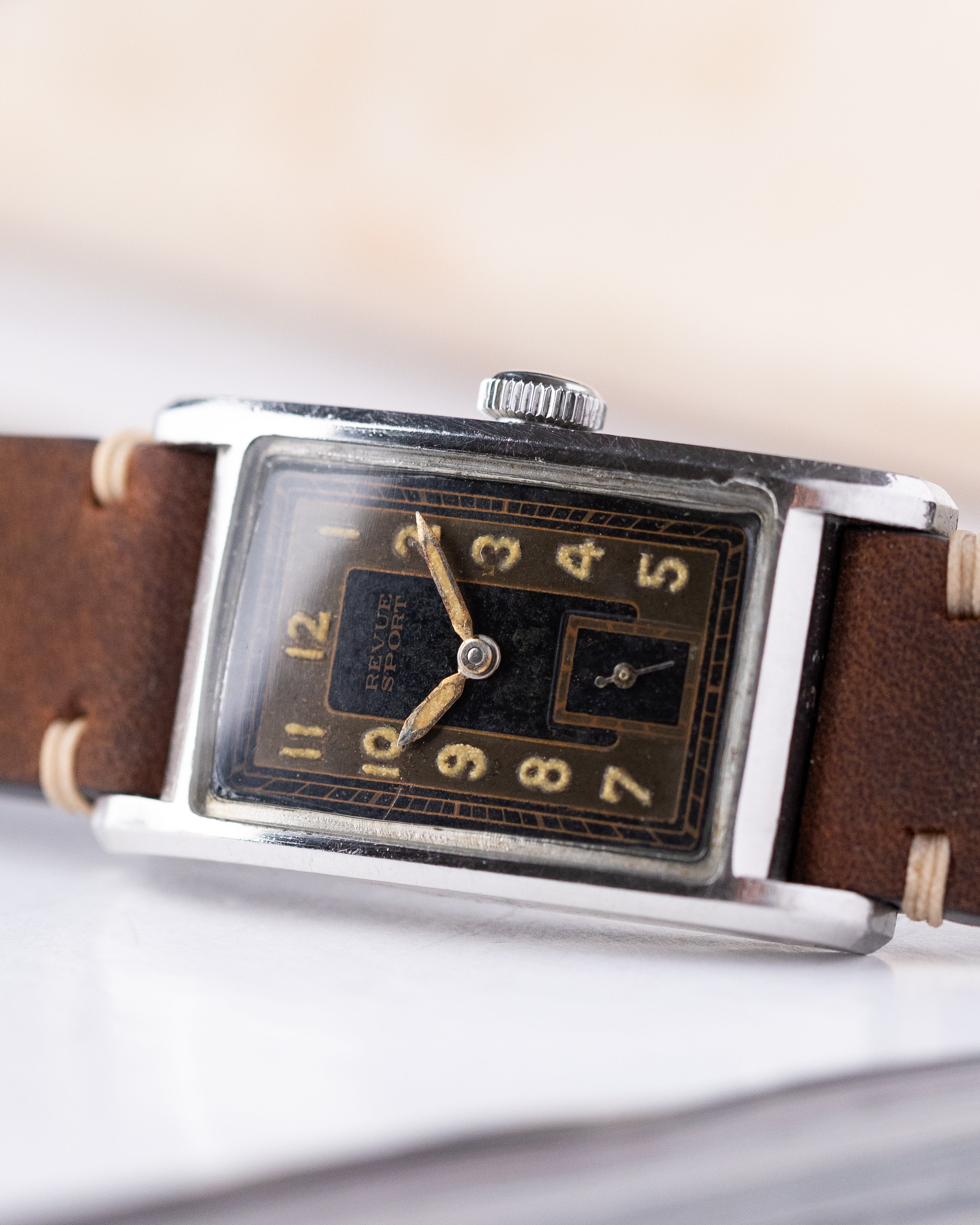 Revue Sport Rectangular Tank, Vintage Swiss watch, Schmitz Frères Case from 1945 - DuMarko