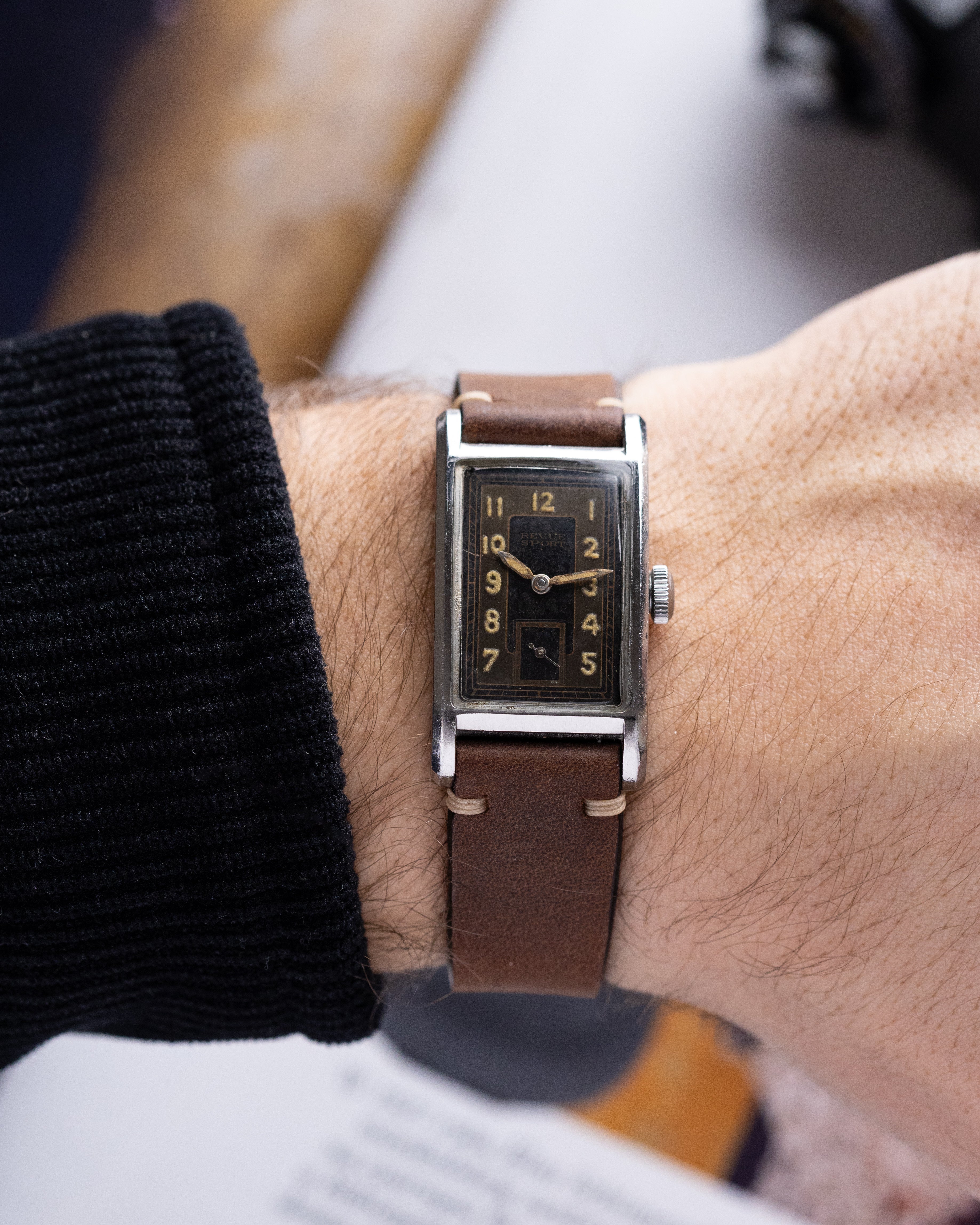 Revue Sport Rectangular Tank, Vintage Swiss watch, Schmitz Frères Case from 1945 - DuMarko