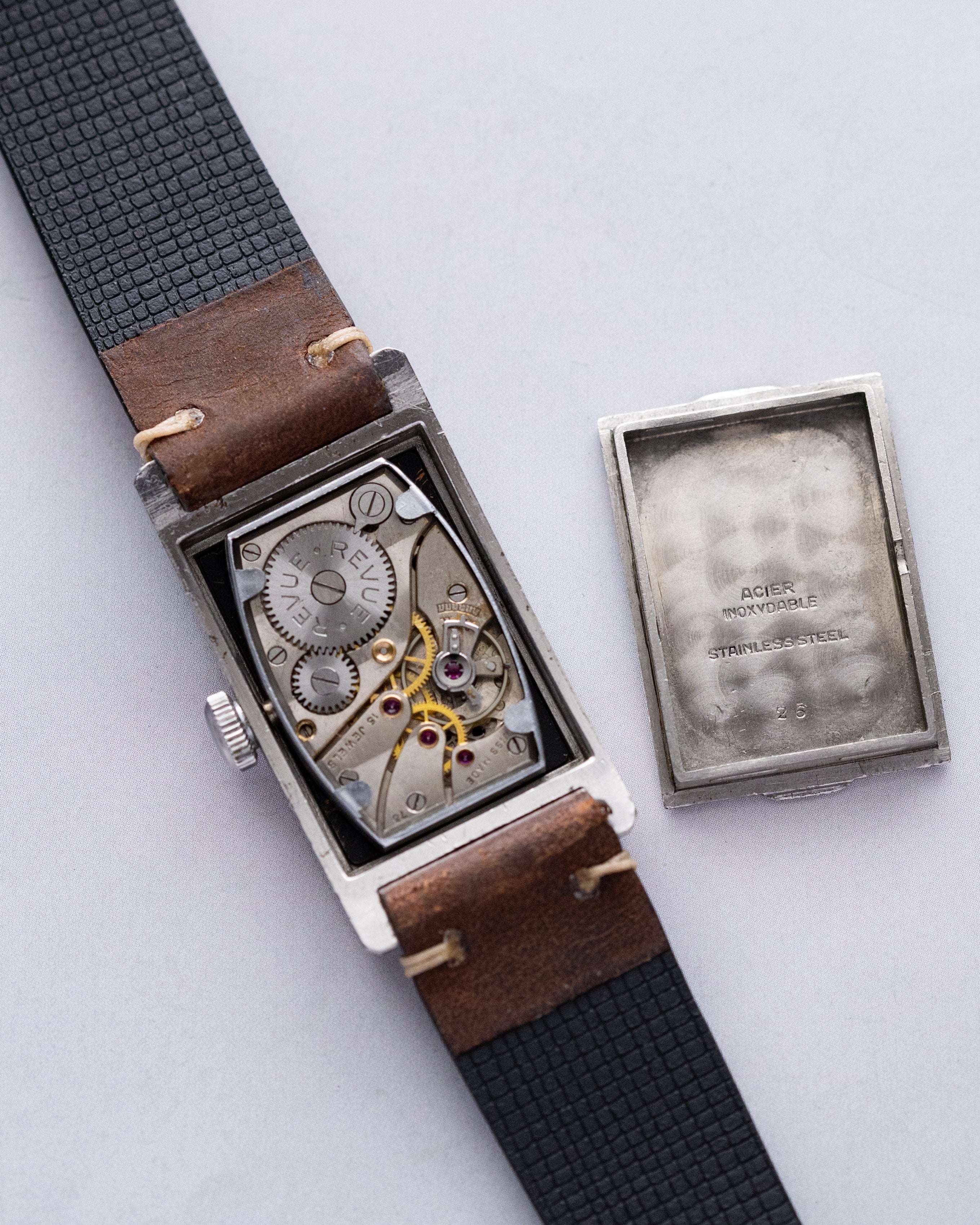 Revue Sport Rectangular Tank, Vintage Swiss watch, Schmitz Frères Case from 1945 - DuMarko