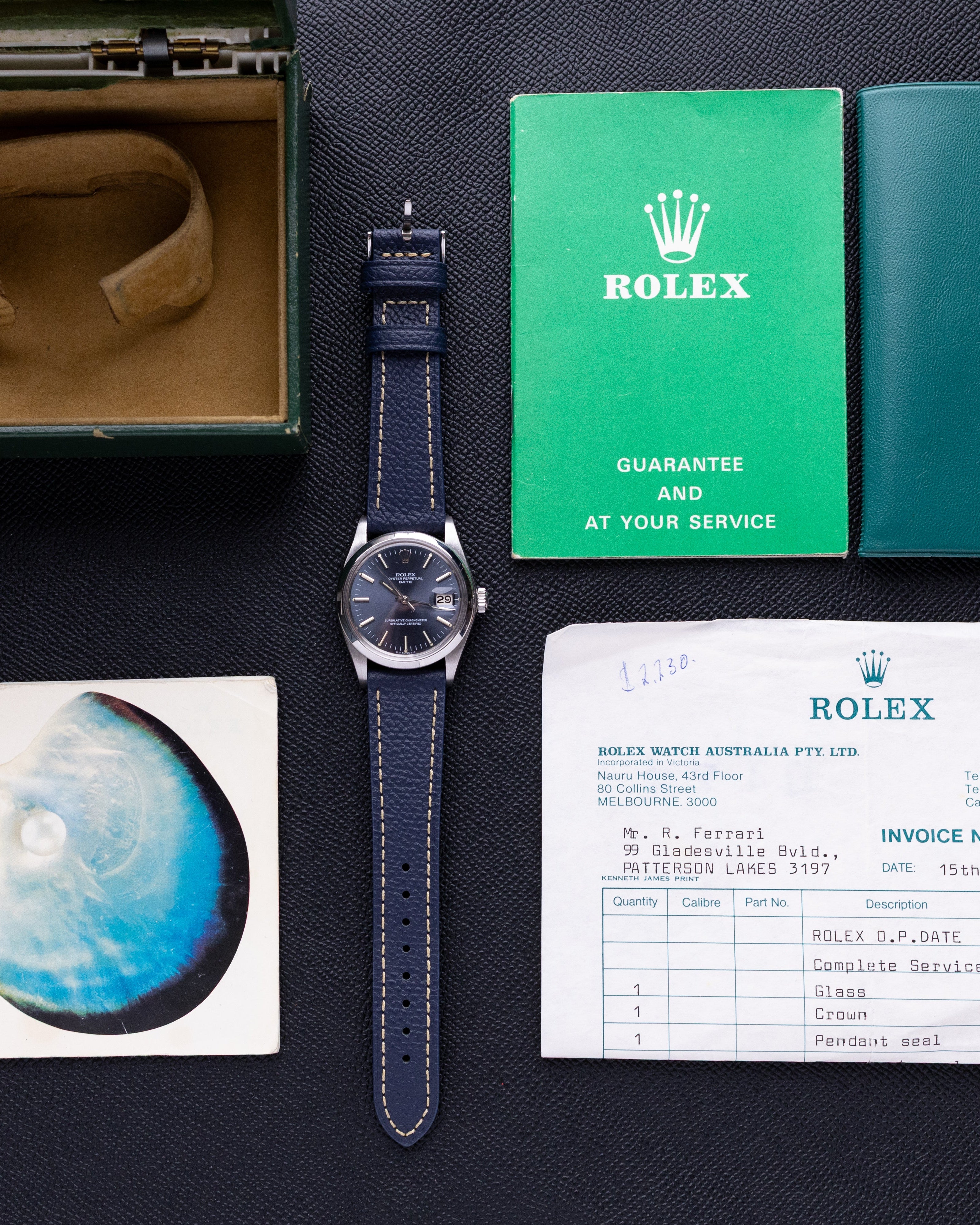 Rolex Vintage Oyster Perpetual Date Ref. 1500, Blue Sunburst Dial, Caliber 1520 from 1970's - DuMarko