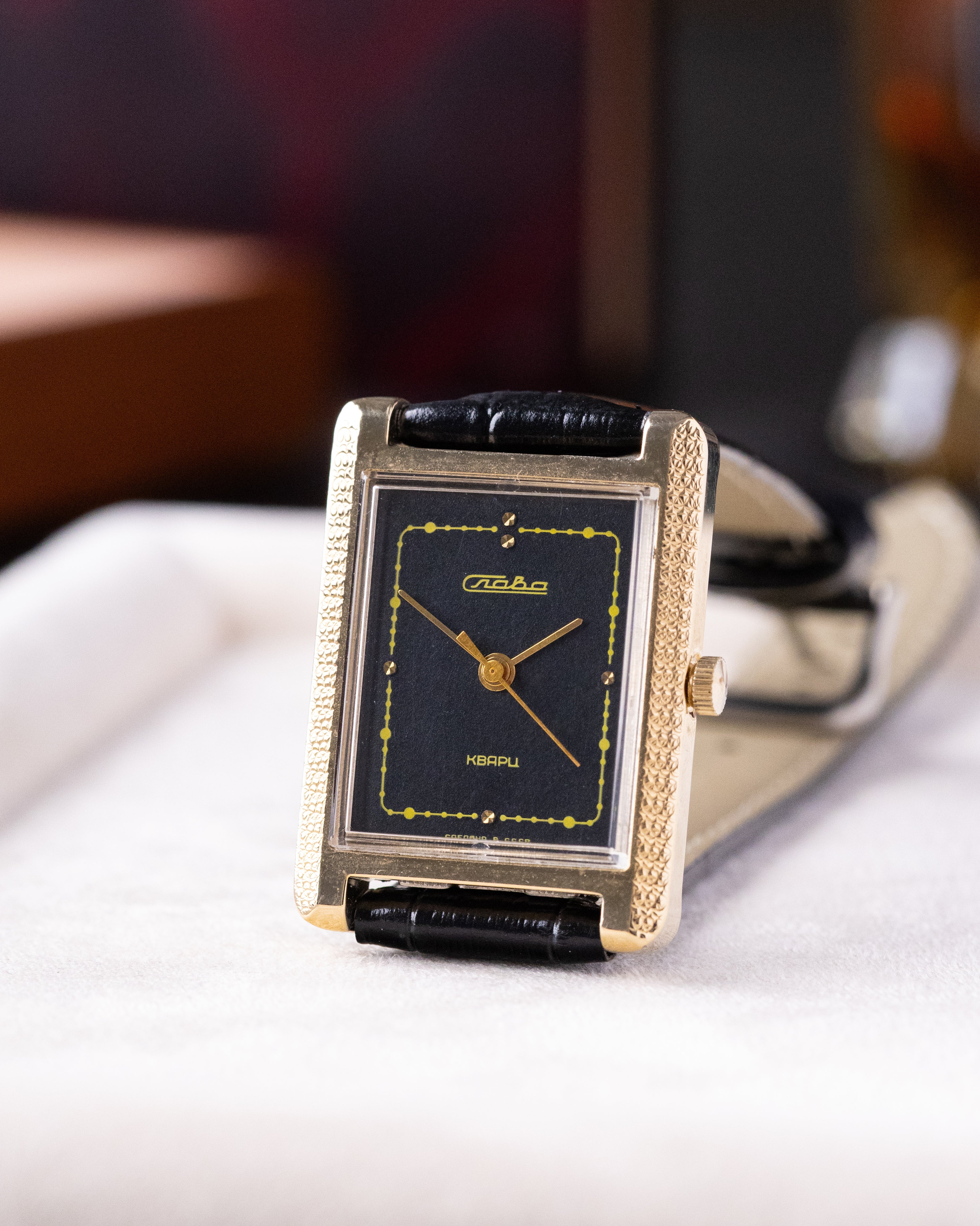 Slava Art Deco Tank, Vintage Unisex Watch, Black Dial, Made in USSR - DuMarko