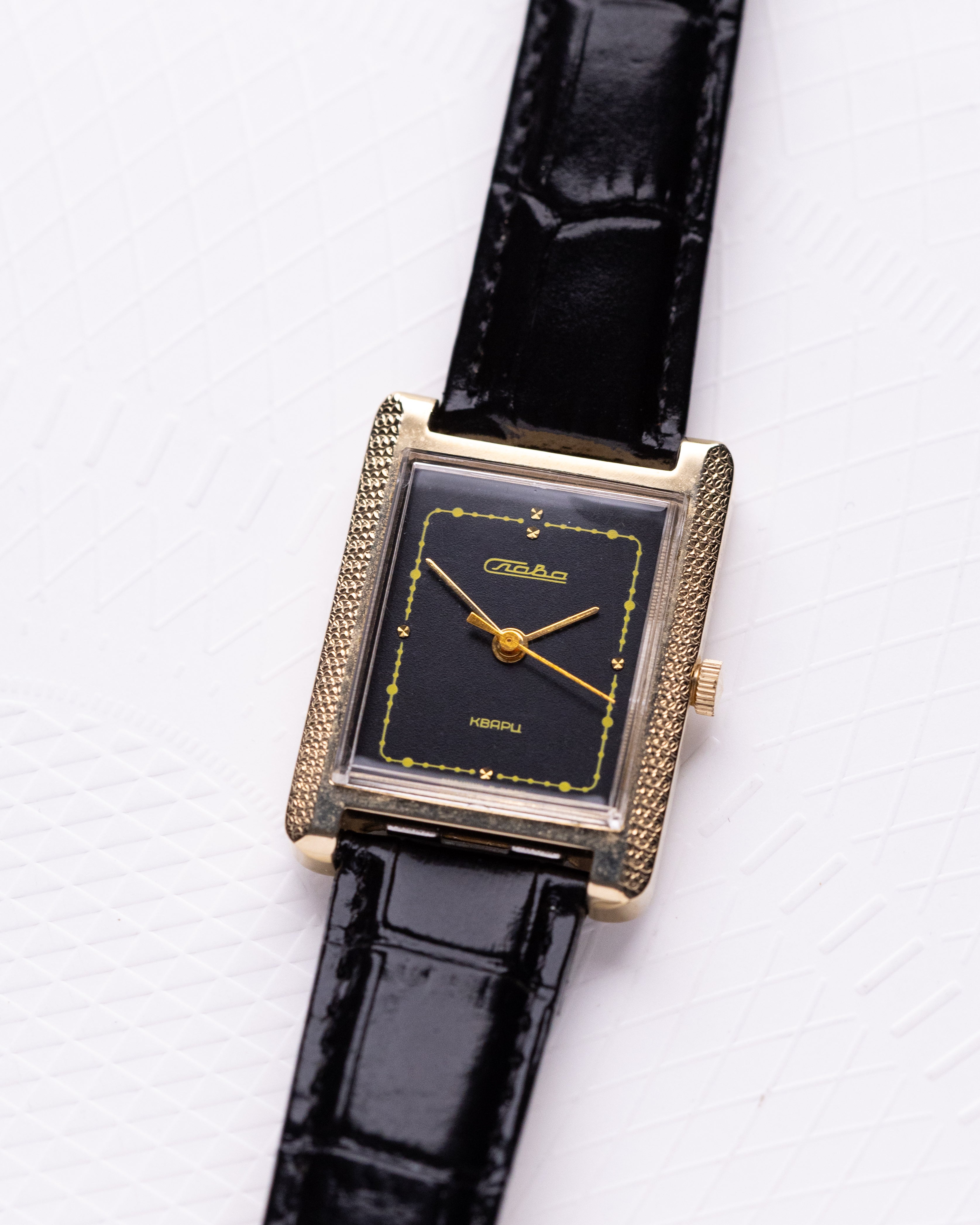 Slava Art Deco Tank, Vintage Unisex Watch, Black Dial, Made in USSR - DuMarko