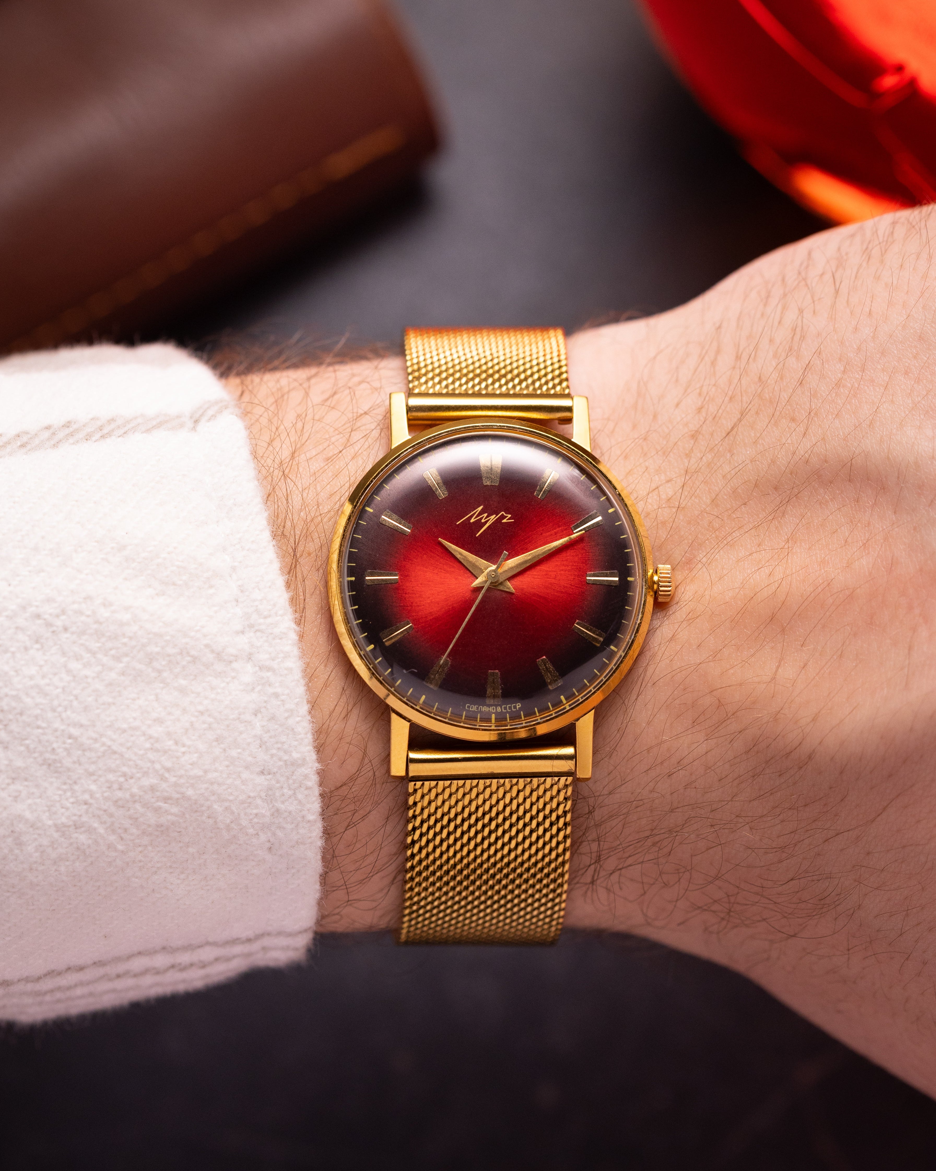 Soviet Minimalist Red "Luch" watch from 1980's - VintageDuMarko