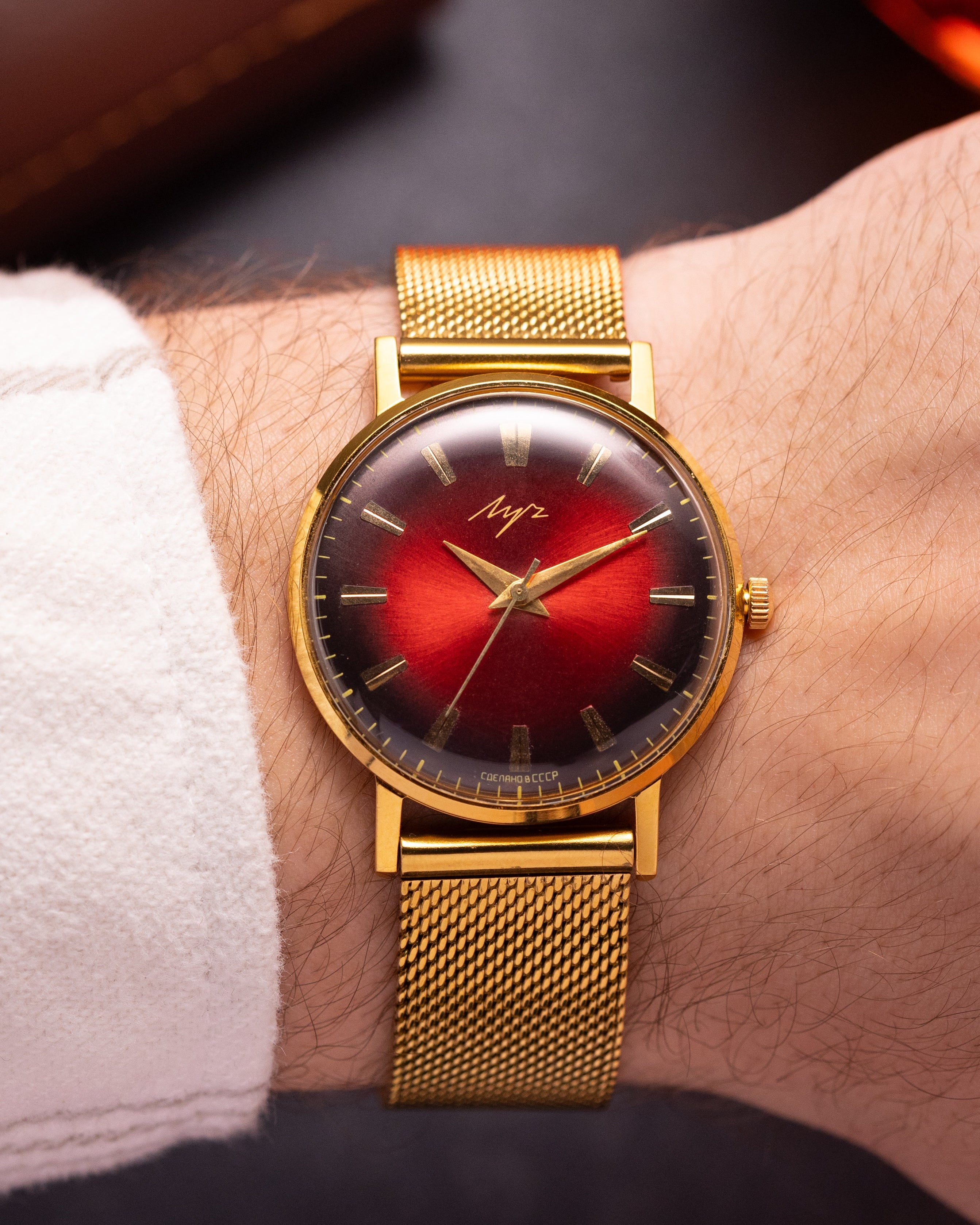 Soviet Minimalist Red "Luch" watch from 1980's - VintageDuMarko