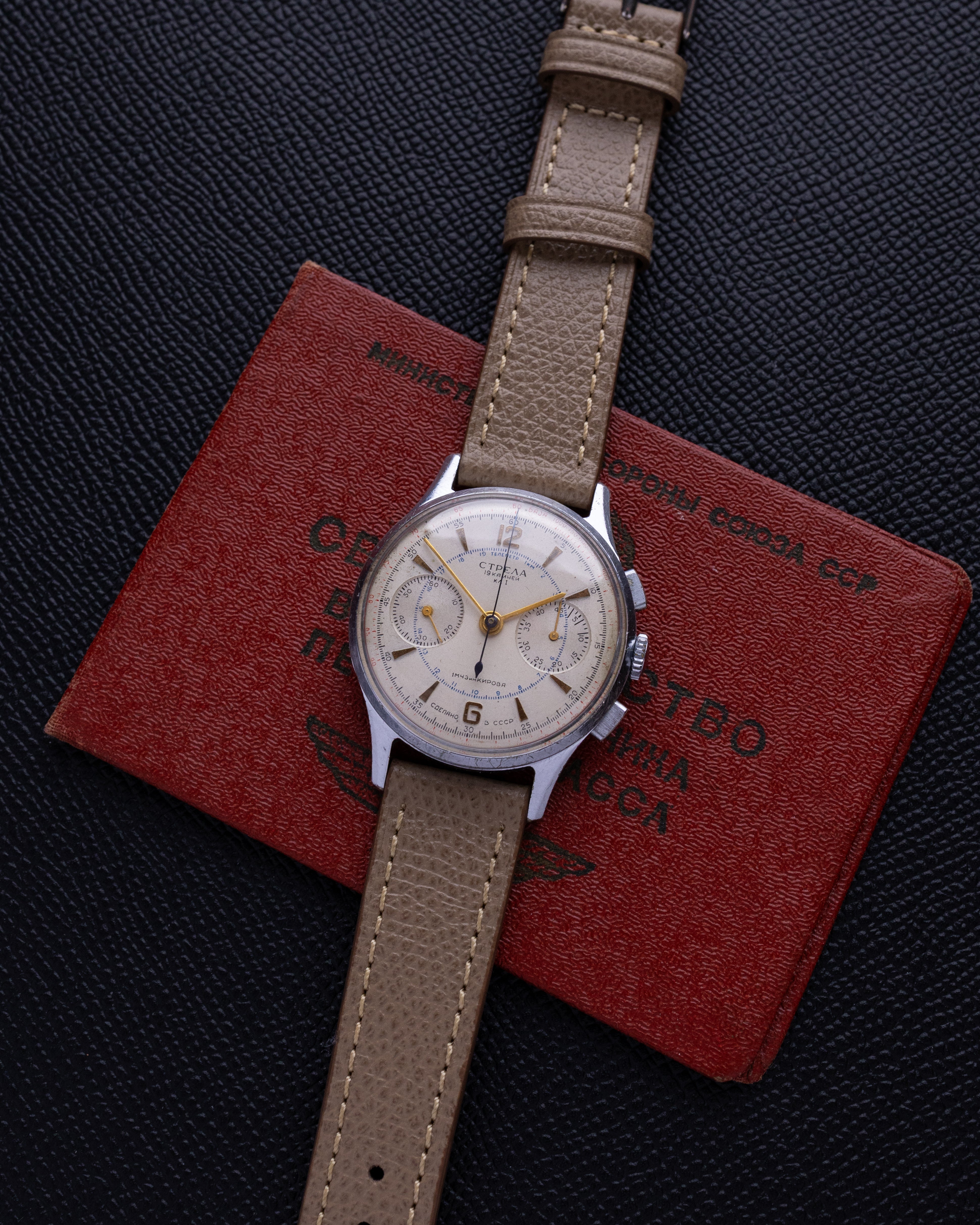 Soviet Vintage Chronograph Strela Original cal.3017 for Aviarors, Watch + Pilot's Certificate - DuMarko