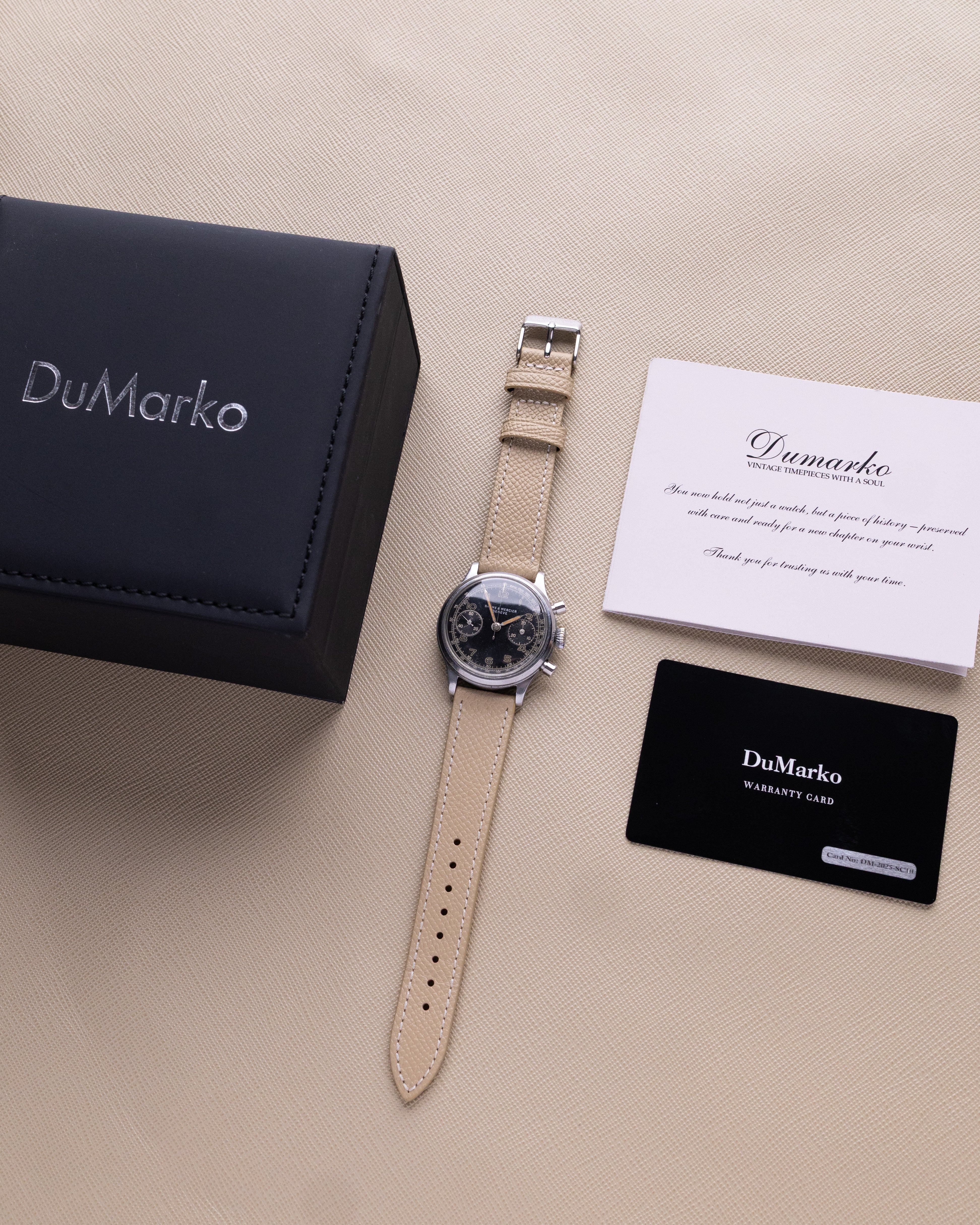 Vintage Baume & Mercier Genève Chronograph, Landeron 48, Rare Black Dial from 1950's - DuMarko