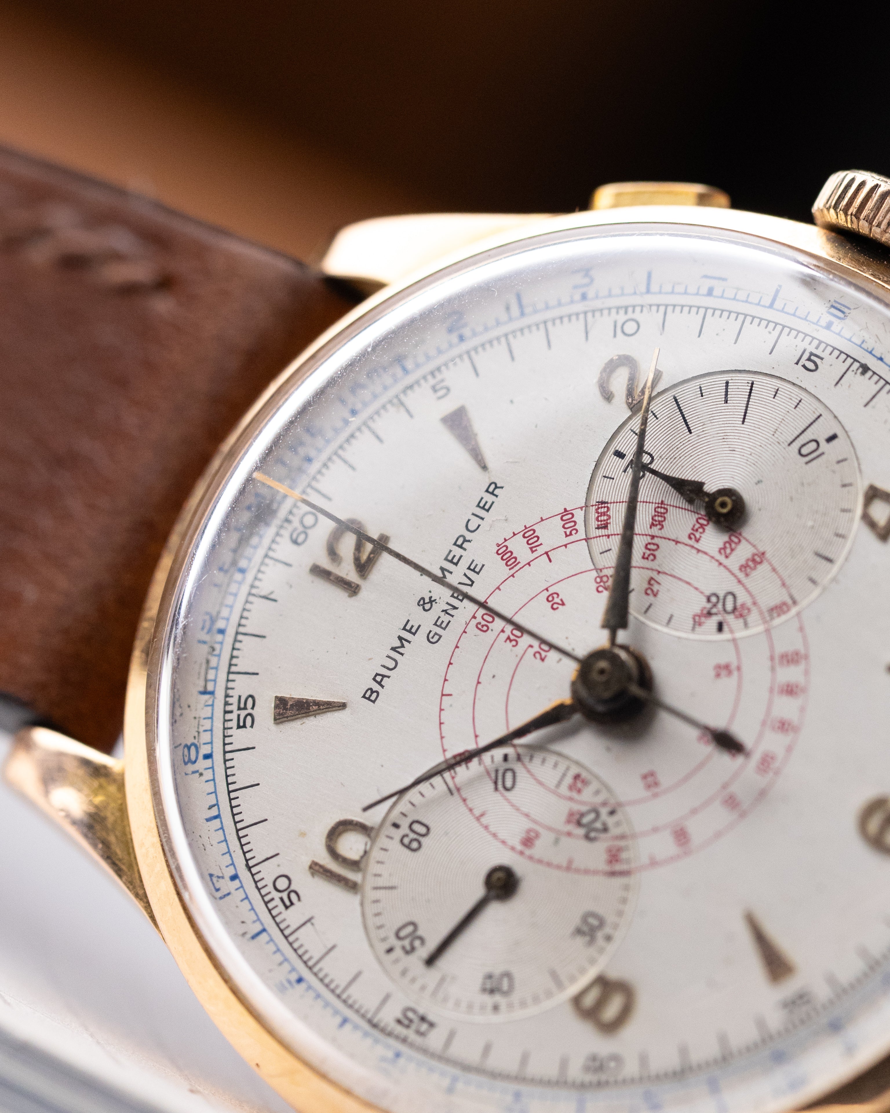 Vintage Baume&Mercier Genève Chronograph, Rosé solid gold case, Ref. 3916 from 1950's - DuMarko