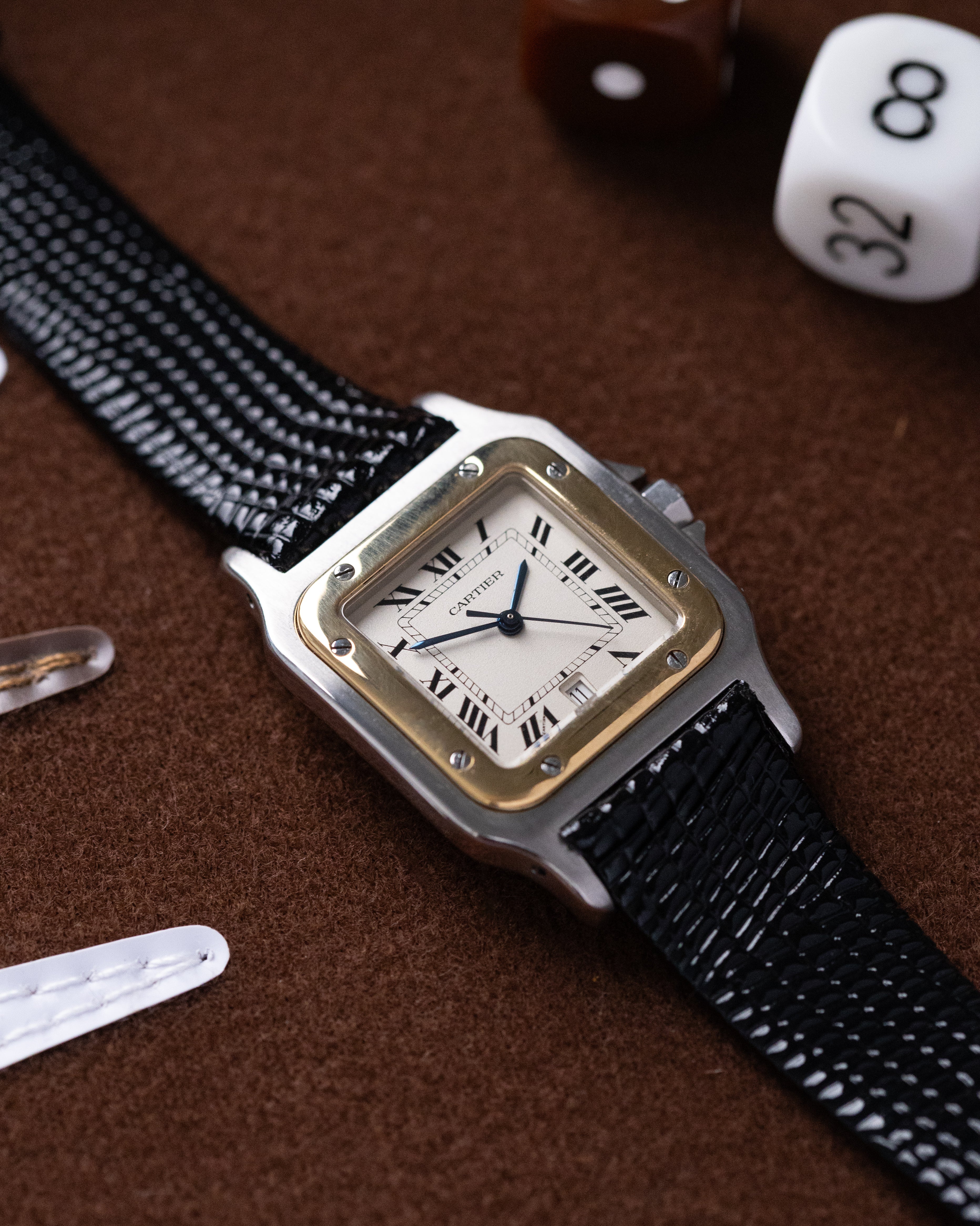 Vintage Cartier Santos Quartz, Ref. 187901, Roman numerals, Date window - DuMarko