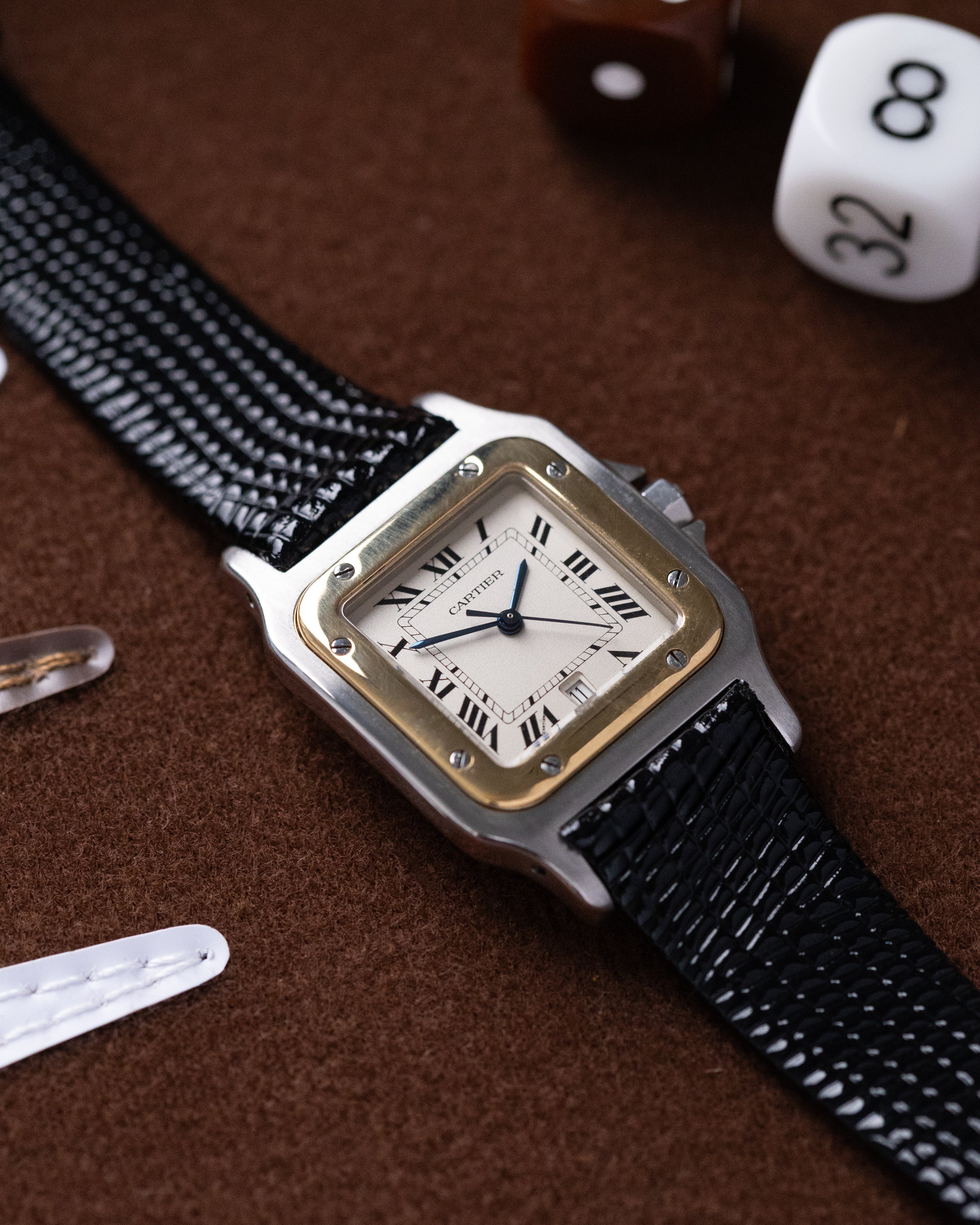 Vintage Cartier Santos Quartz, Ref. 187901, Roman numerals, Date window - DuMarko