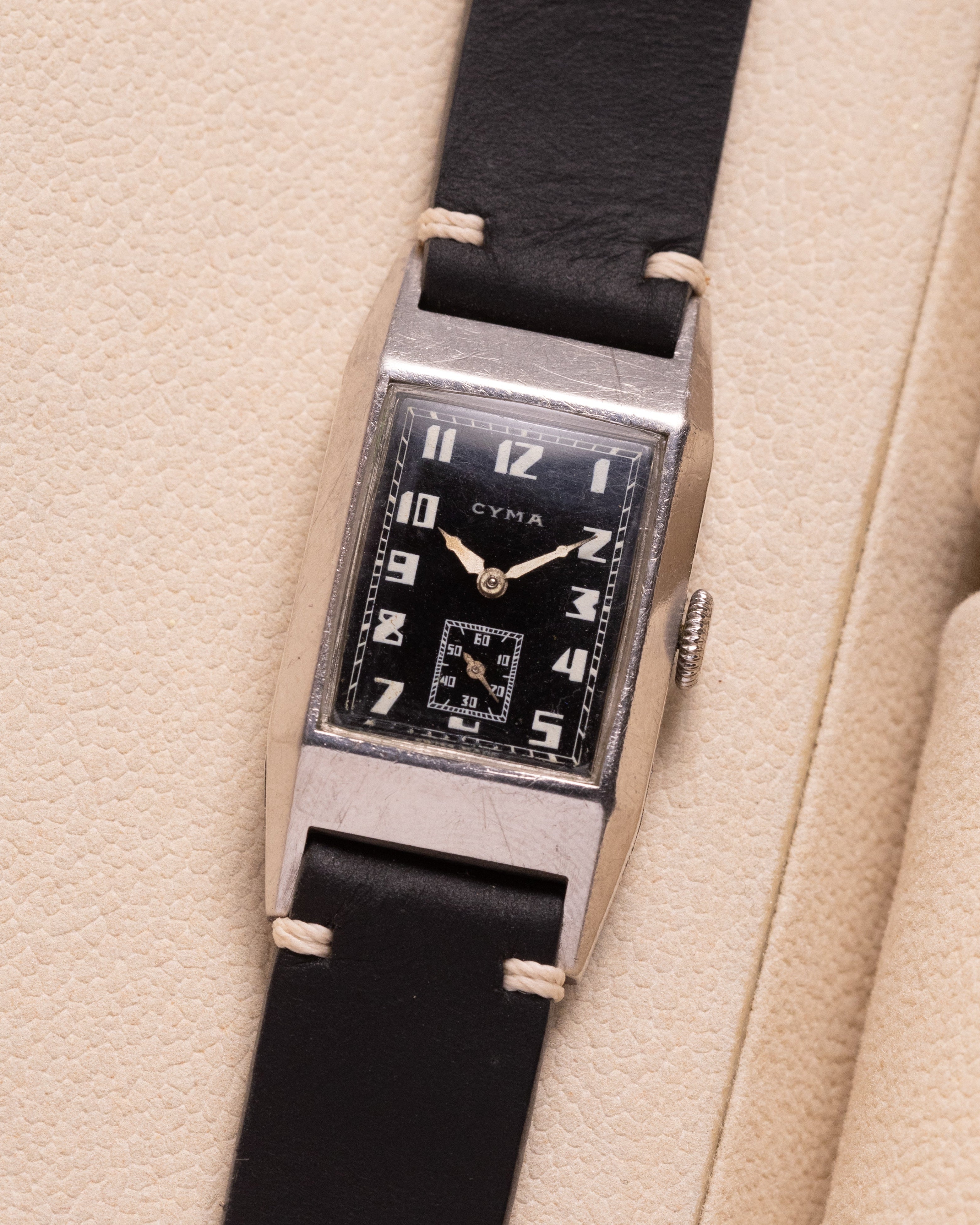 Vintage "Cyma" Rectangular Steel Tank watch from 1940s - VintageDuMarko