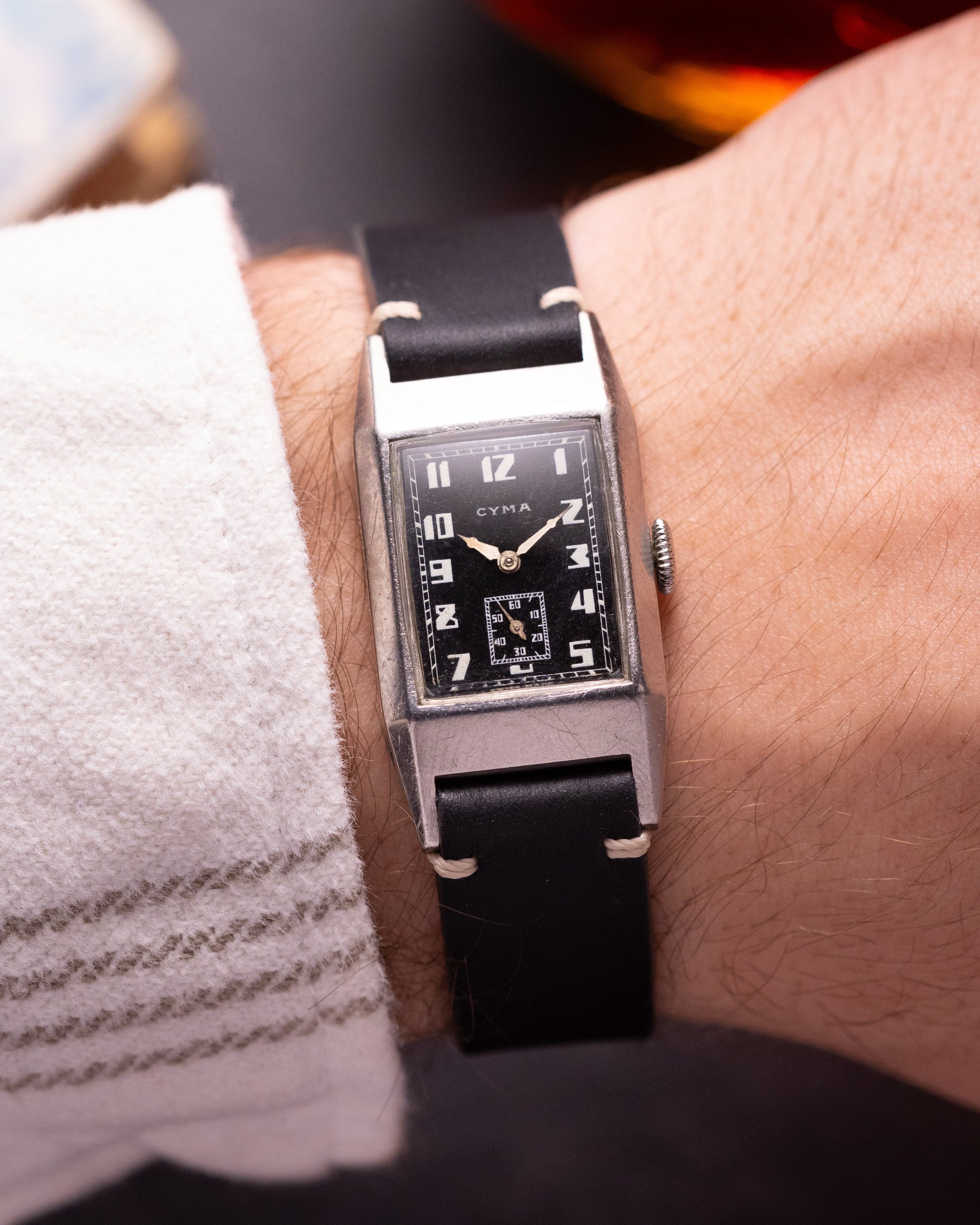 Vintage "Cyma" Rectangular Steel Tank watch from 1940s - VintageDuMarko