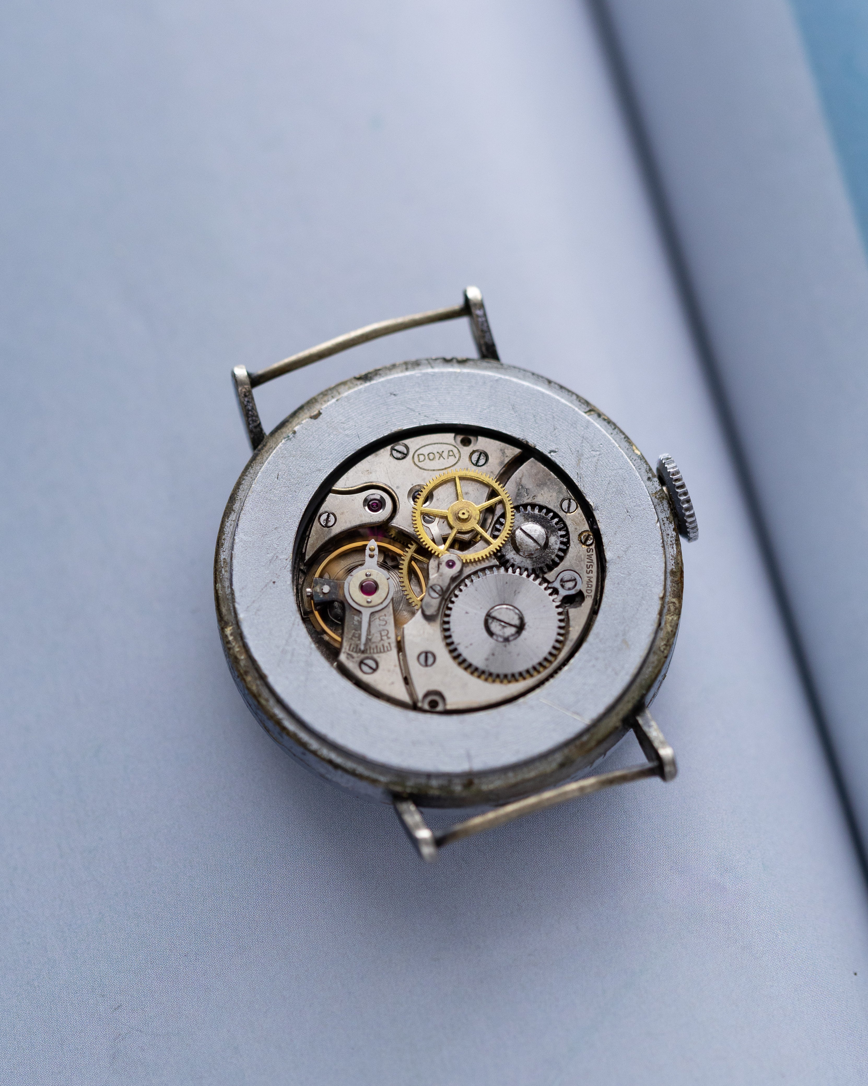 Vintage "Doxa" Military Swiss Watch for Men, Rare Black Dial - DuMarko