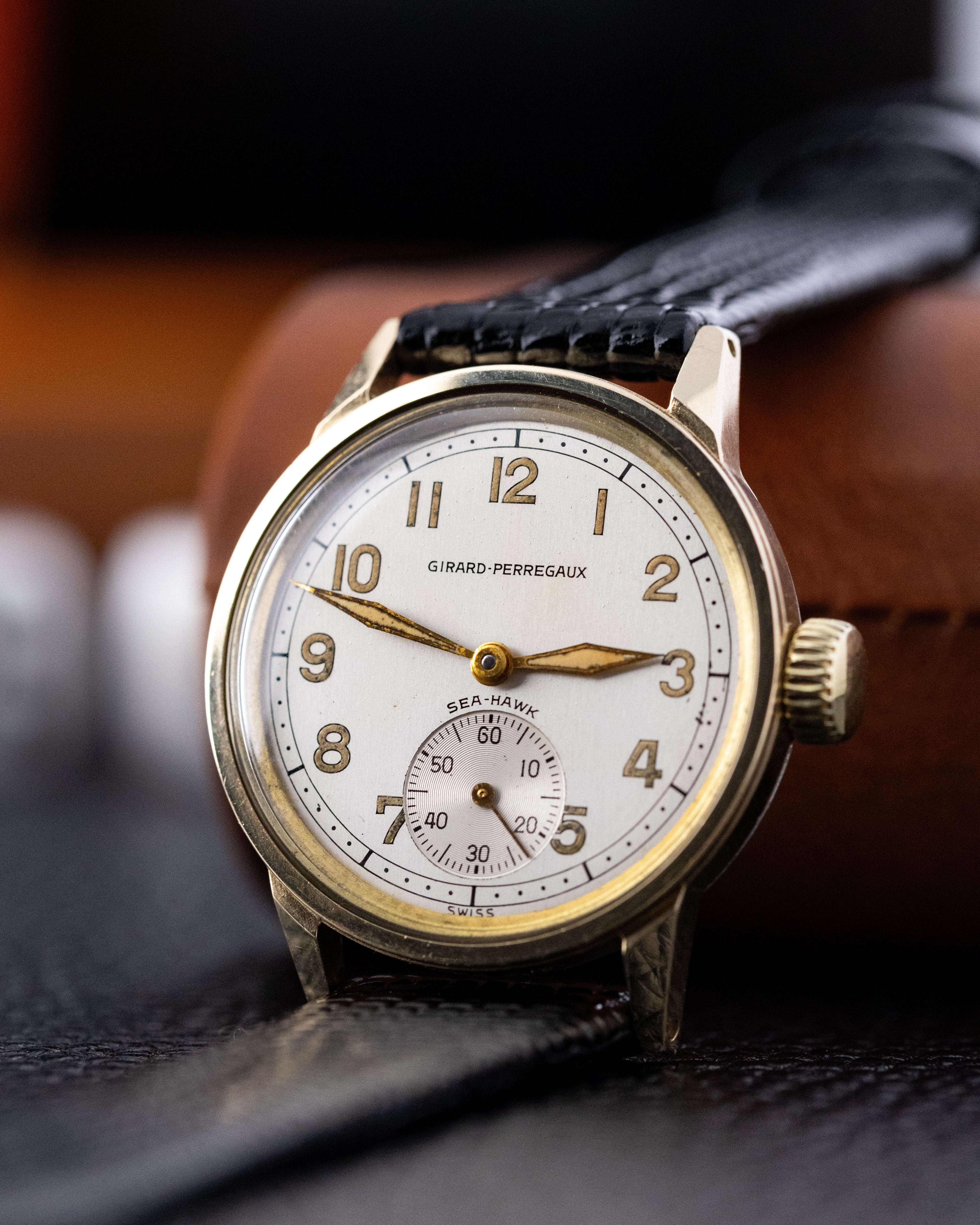 Vintage Girard - Perregaux "Sea - Haw" Swiss Watch, Solid 10K gold monocoque case from 1940's - DuMarko