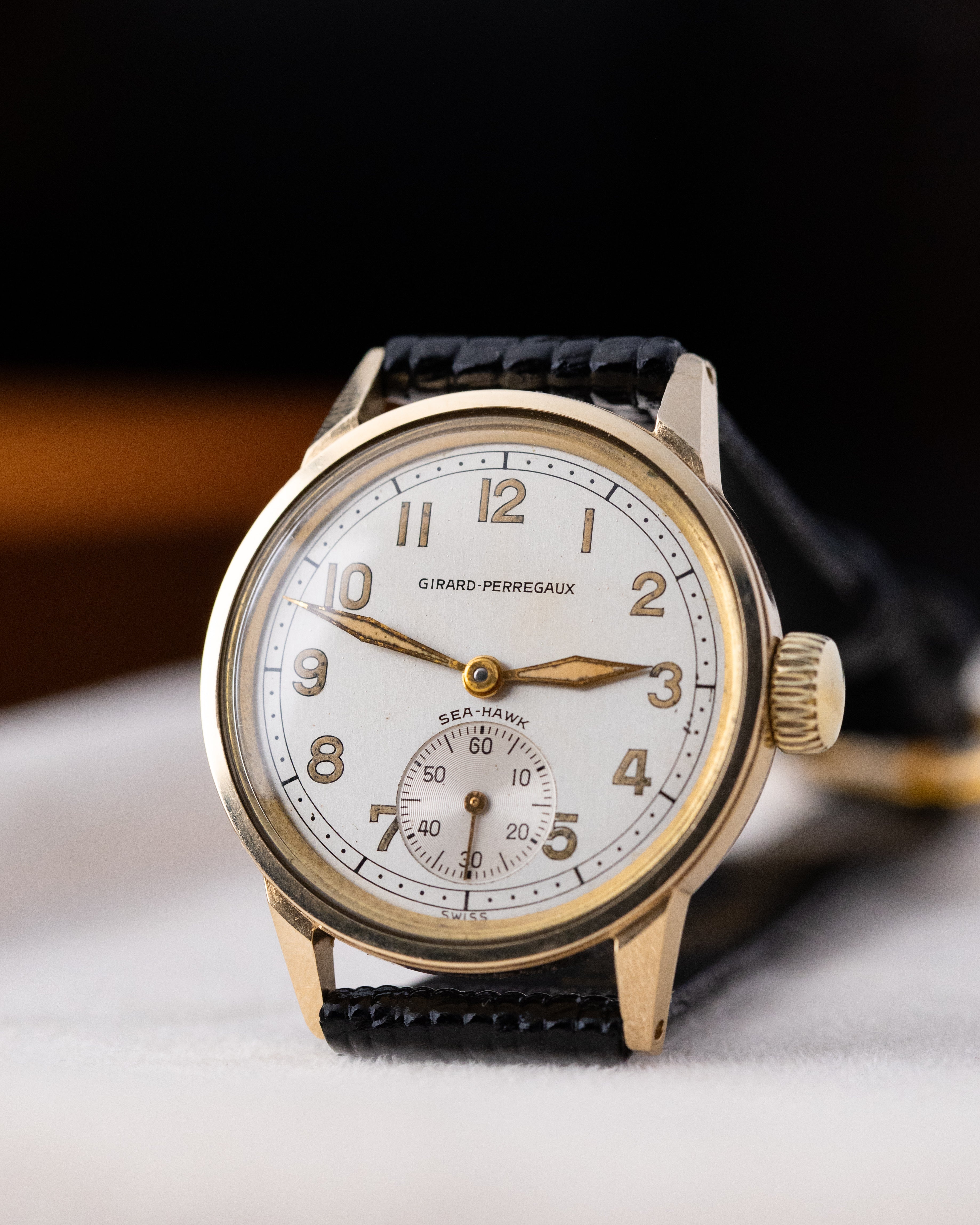 Vintage Girard - Perregaux "Sea - Haw" Swiss Watch, Solid 10K gold monocoque case from 1940's - DuMarko