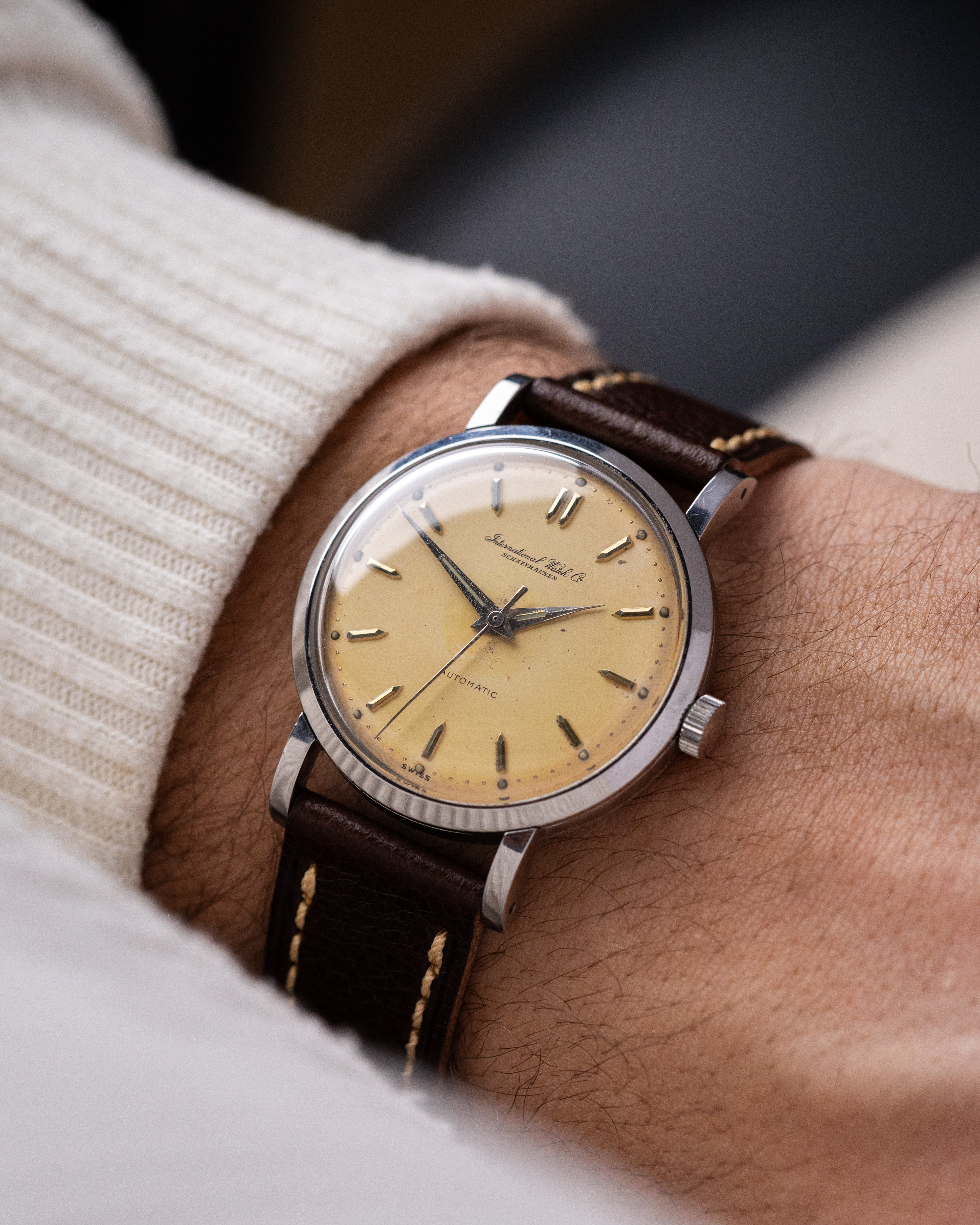 Vintage IWC Swiss Watch, Original Patina Dial, Automatic Cal. 852 Pellaton from 1950's - DuMarko