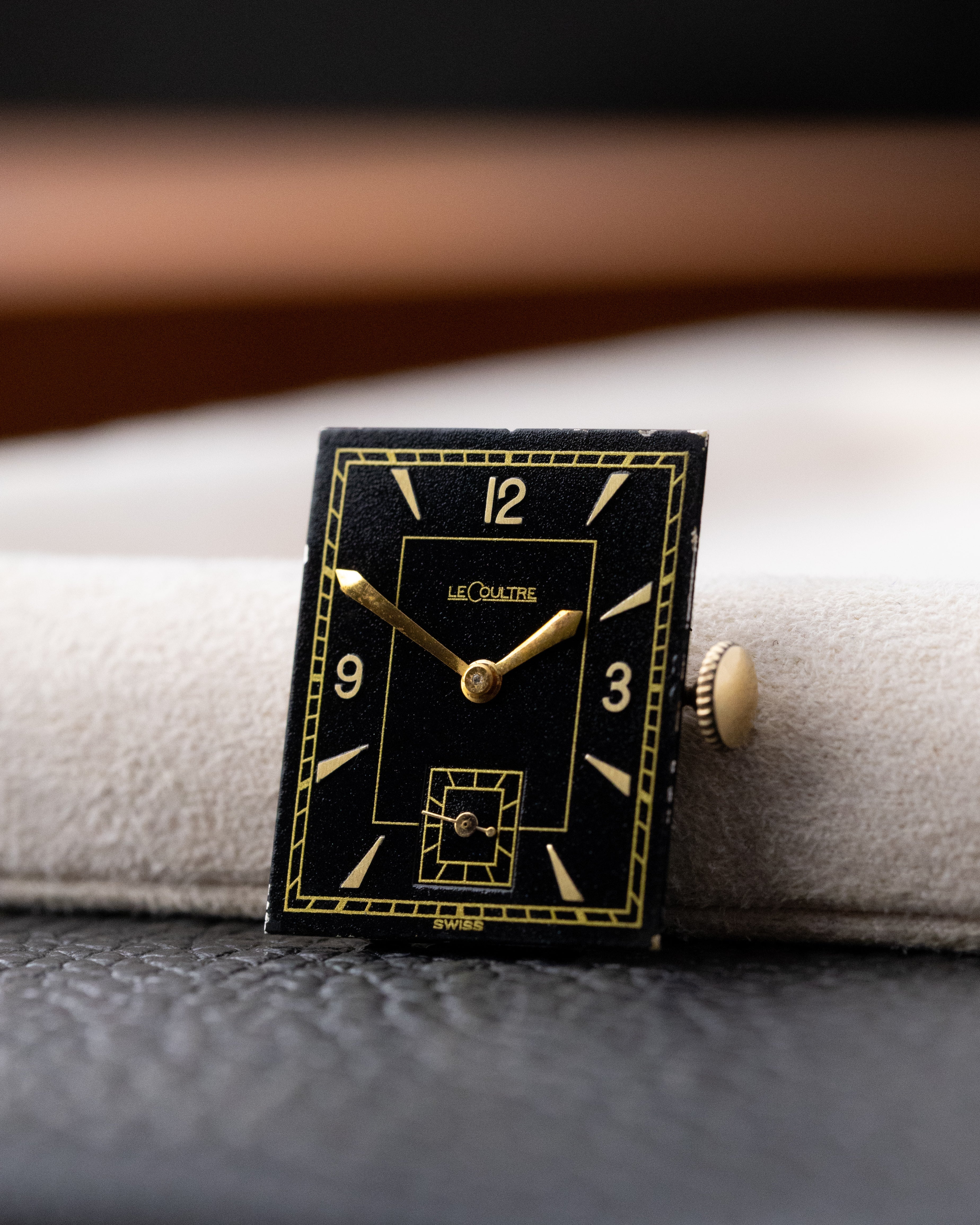 Vintage Jaeger - LeCoultre Art Deco Tank, Black Gilted Dial Cal. 438, "Crab" Lugs from 1950's - DuMarko