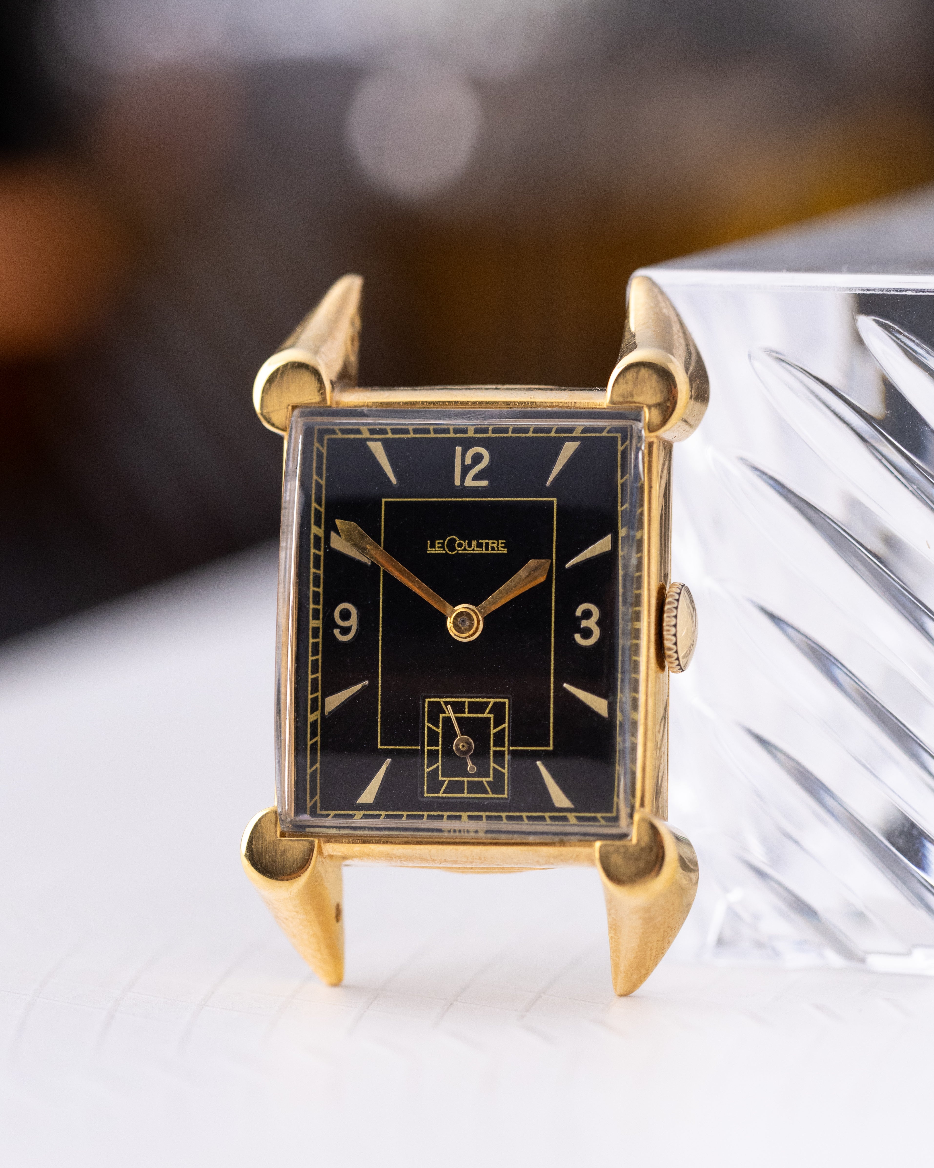 Vintage Jaeger - LeCoultre Art Deco Tank, Black Gilted Dial Cal. 438, "Crab" Lugs from 1950's - DuMarko