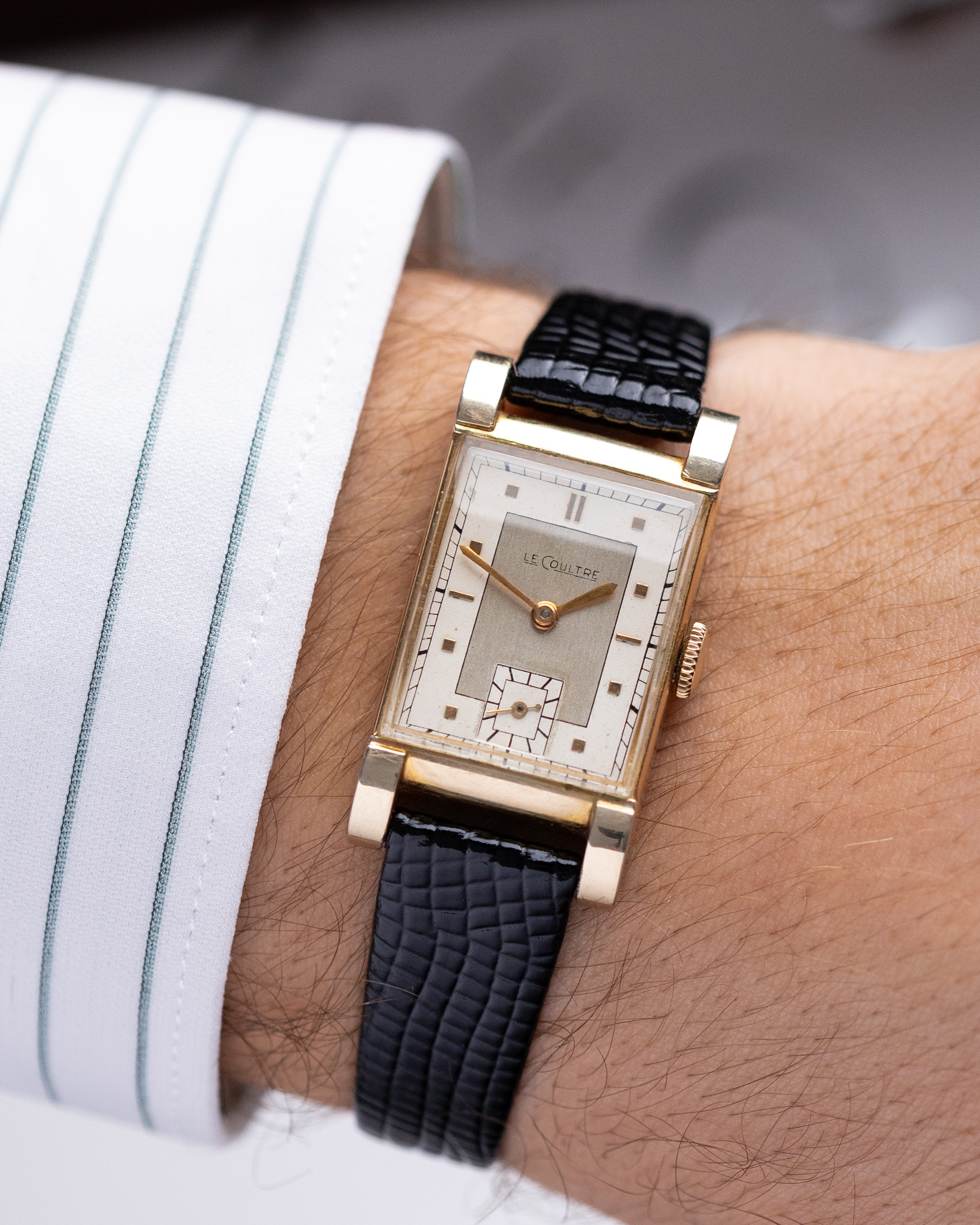 Vintage Jaeger - LeCoultre Art Deco Tank, two - tone dial, Gold - filled case from 1940's - DuMarko