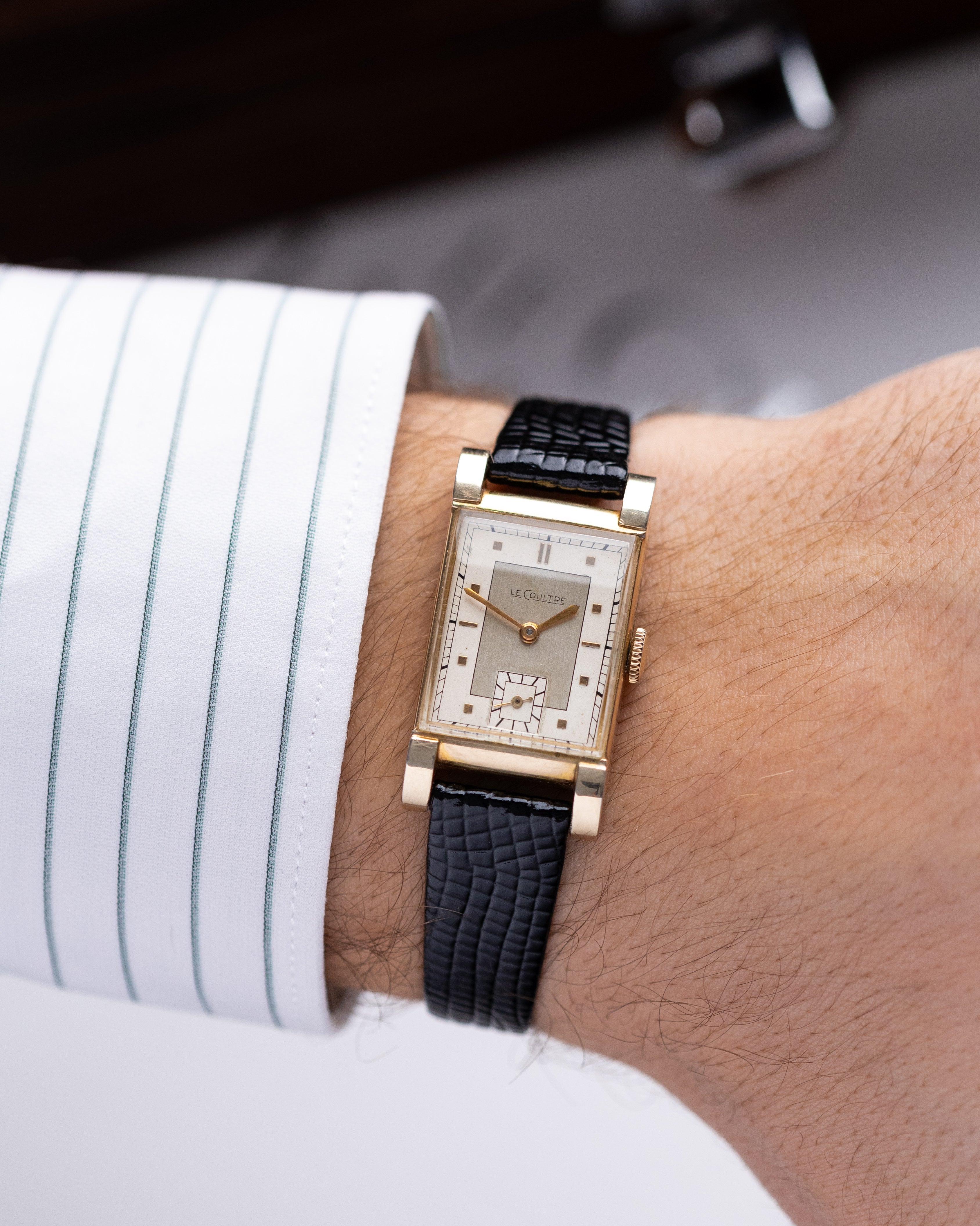 Vintage Jaeger - LeCoultre Art Deco Tank, two - tone dial, Gold - filled case from 1940's - DuMarko