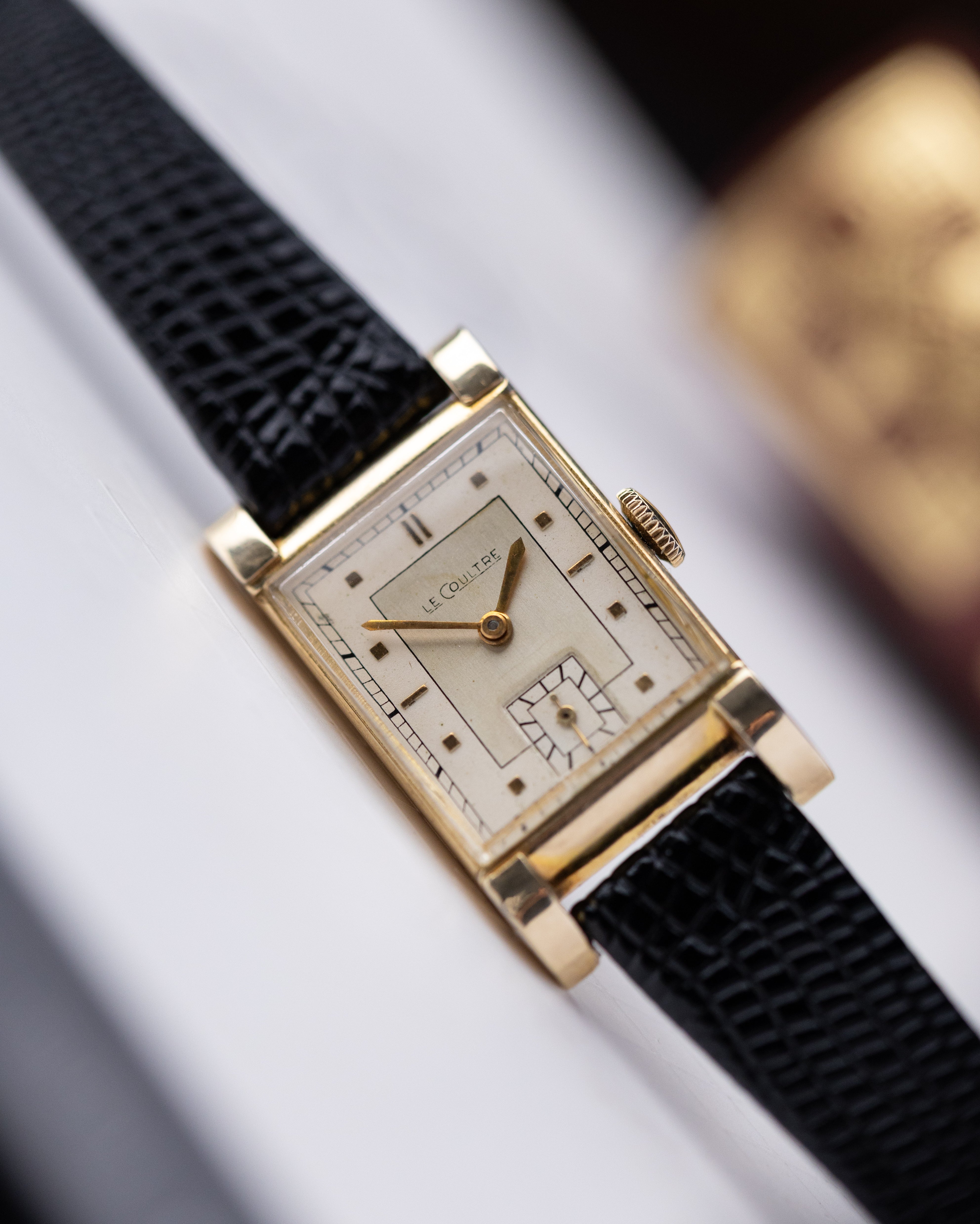 Vintage Jaeger - LeCoultre Art Deco Tank, two - tone dial, Gold - filled case from 1940's - DuMarko