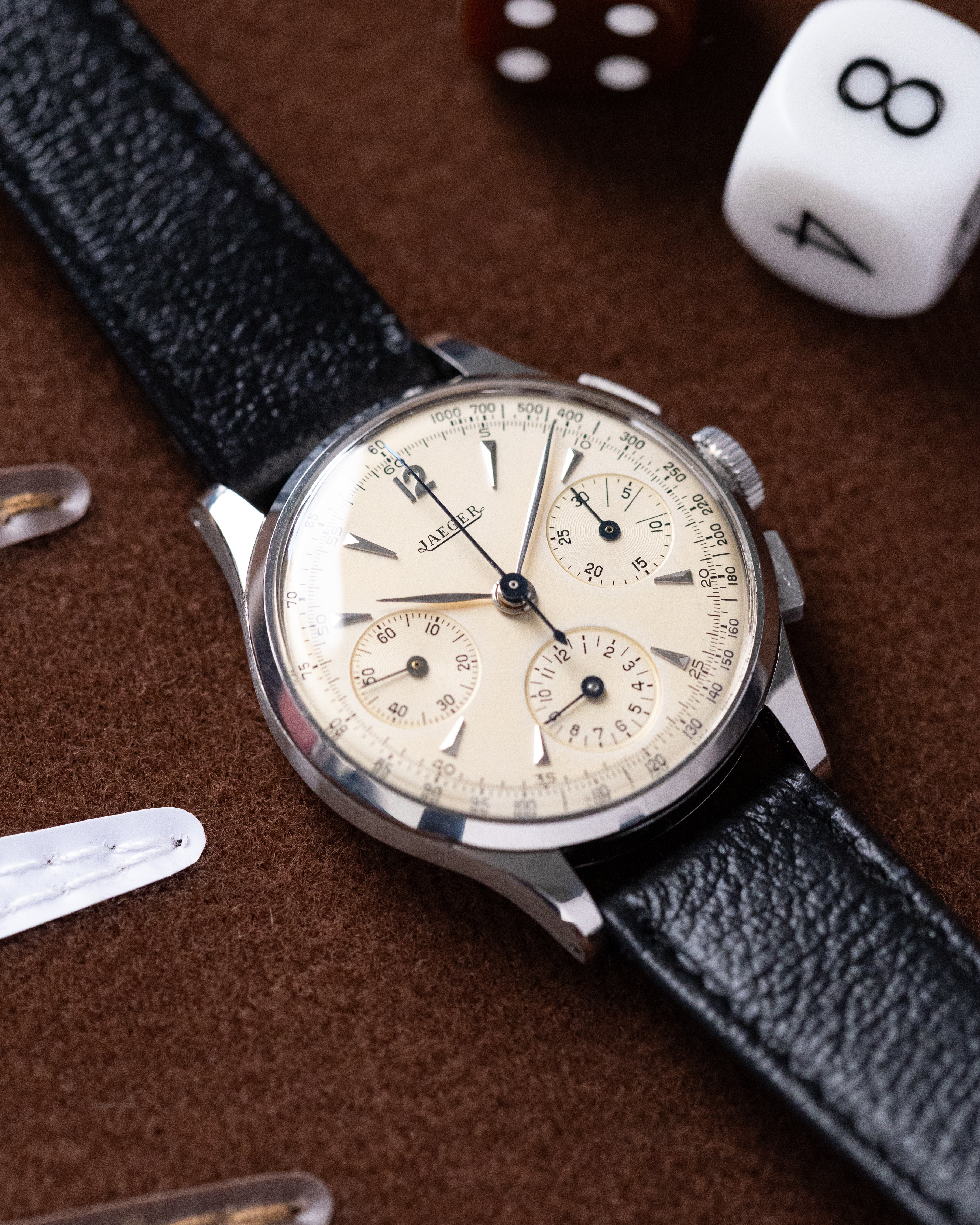 Vintage Jaeger - LeCoultre Chronograph, Steel Case, Ref. 22493, Cal. UG 285 from 1940's - DuMarko