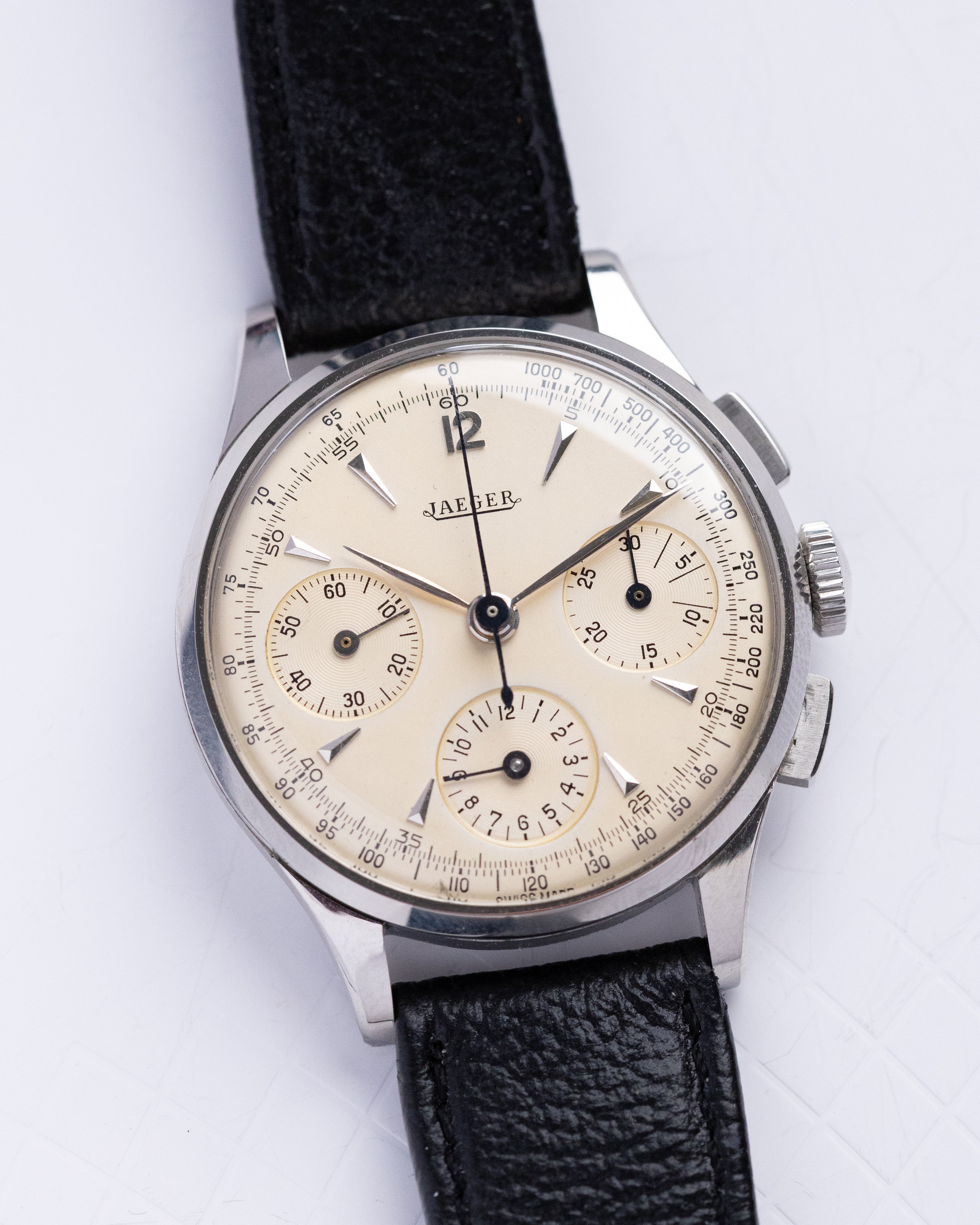 Vintage Jaeger - LeCoultre Chronograph, Steel Case, Ref. 22493, Cal. UG 285 from 1940's - DuMarko