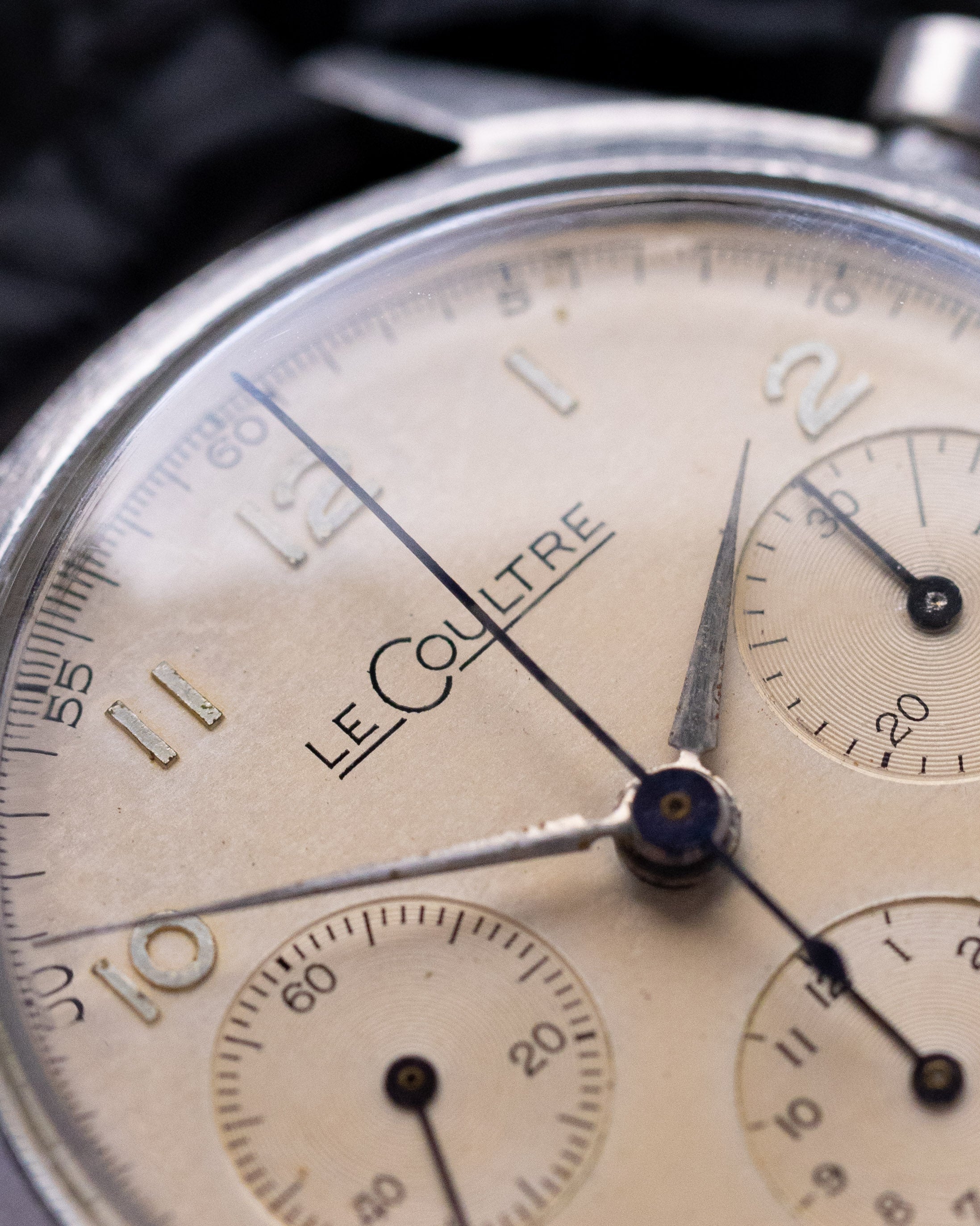 Vintage Jaeger - LeCoultre Chronograph Valjoux 72, Steel Case, Cream Patina Dial from 1950's - DuMarko