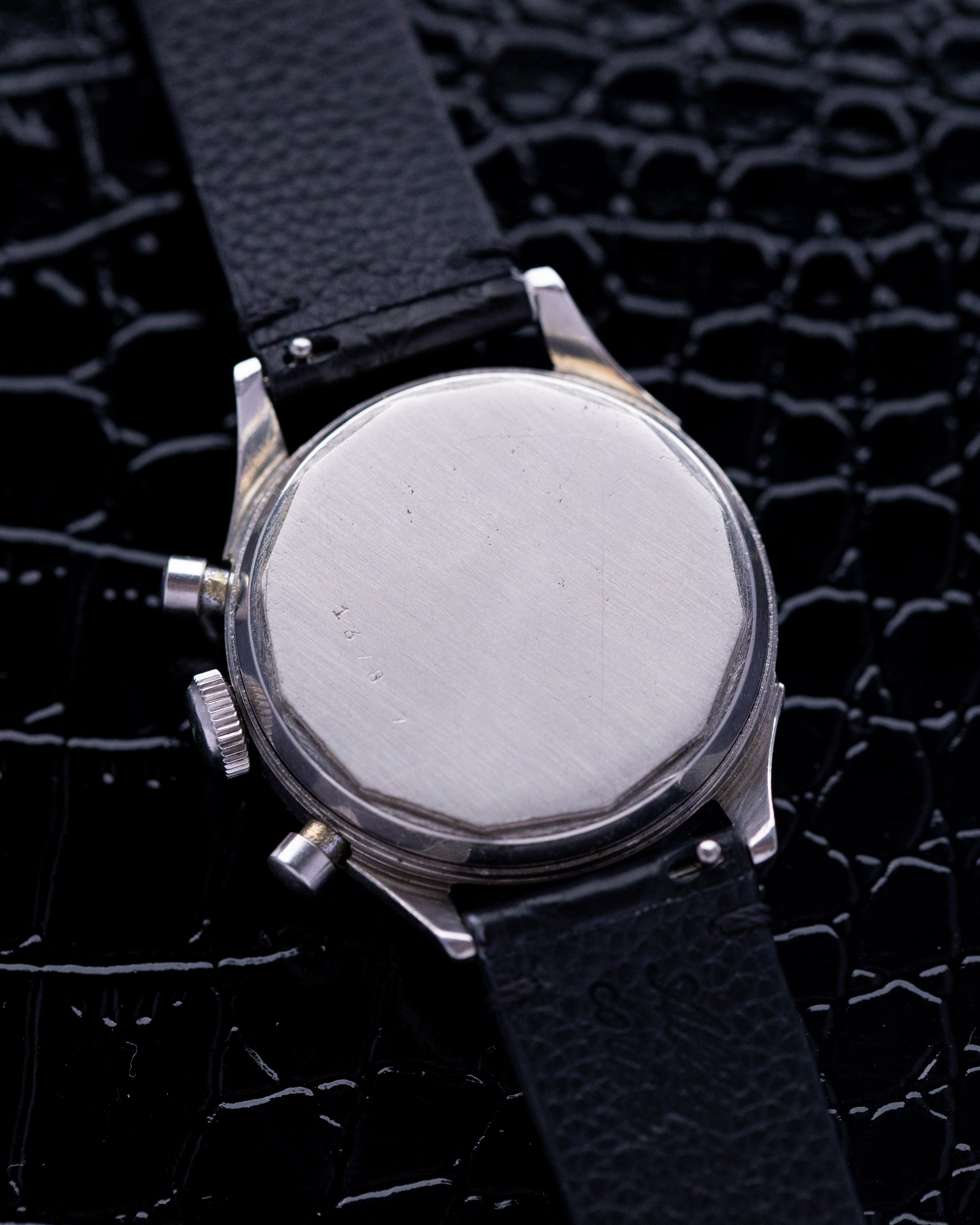 Vintage Jaeger - LeCoultre Chronograph Valjoux 72, Steel Case, Cream Patina Dial from 1950's - DuMarko