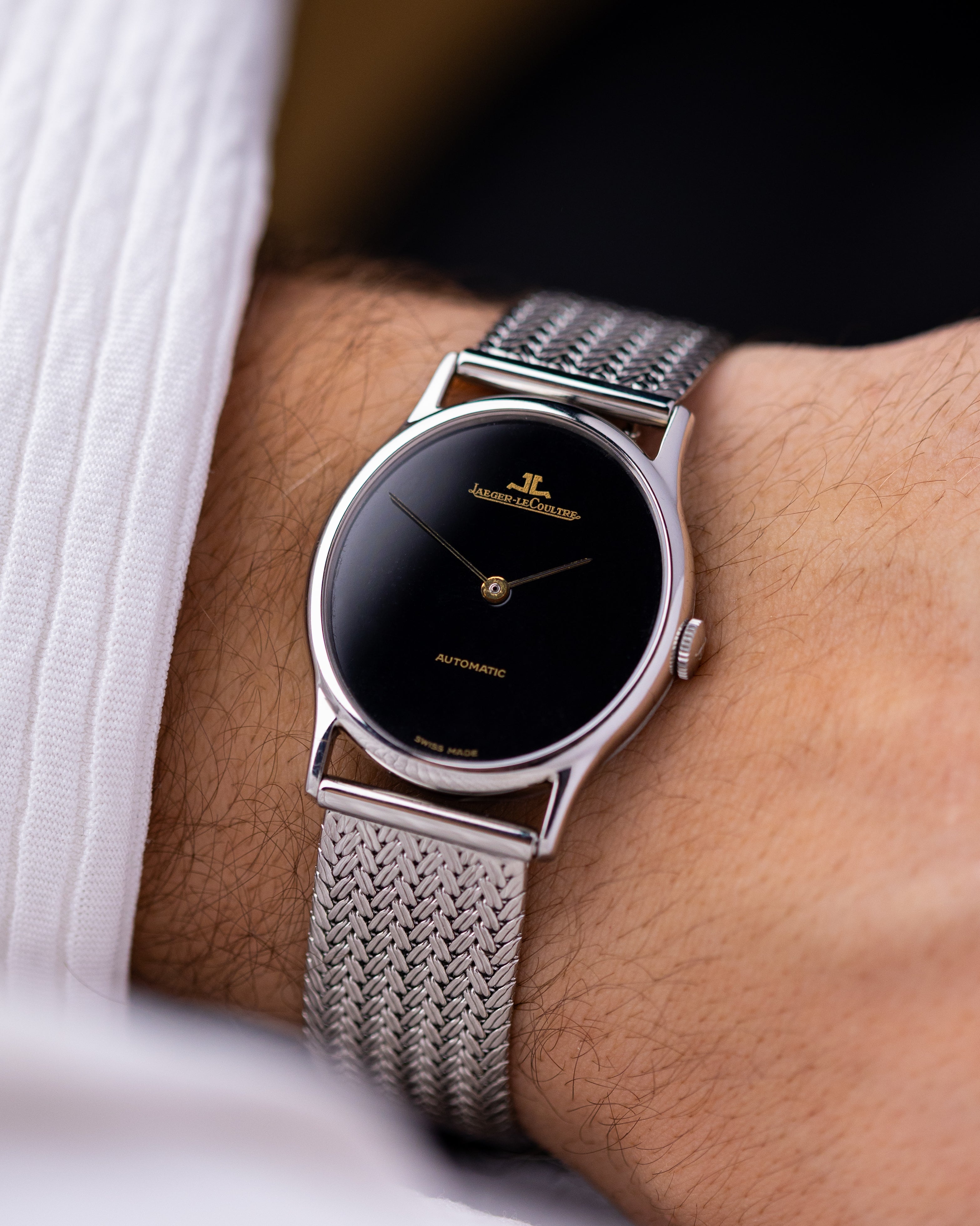 Vintage Jaeger - LeCoultre Ellipse, Black dial, Ref. 5002.42, Ultra - Thin, Automatic Cal. 900 from 1970s - DuMarko