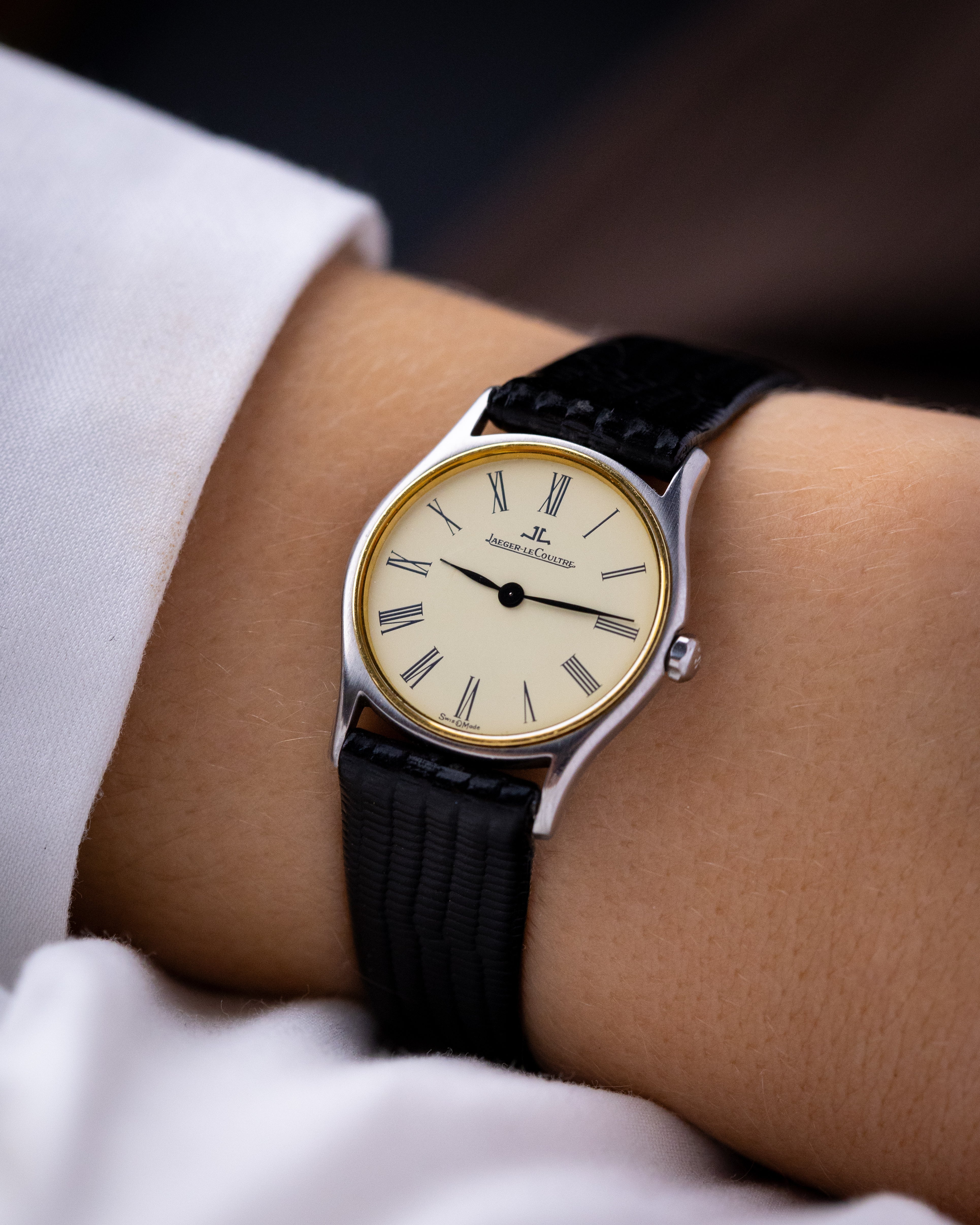 Vintage Jaeger - LeCoultre Ladies Watch, Ref. 140.114.5, Roman numerals, Cream Dial from 1980's - DuMarko