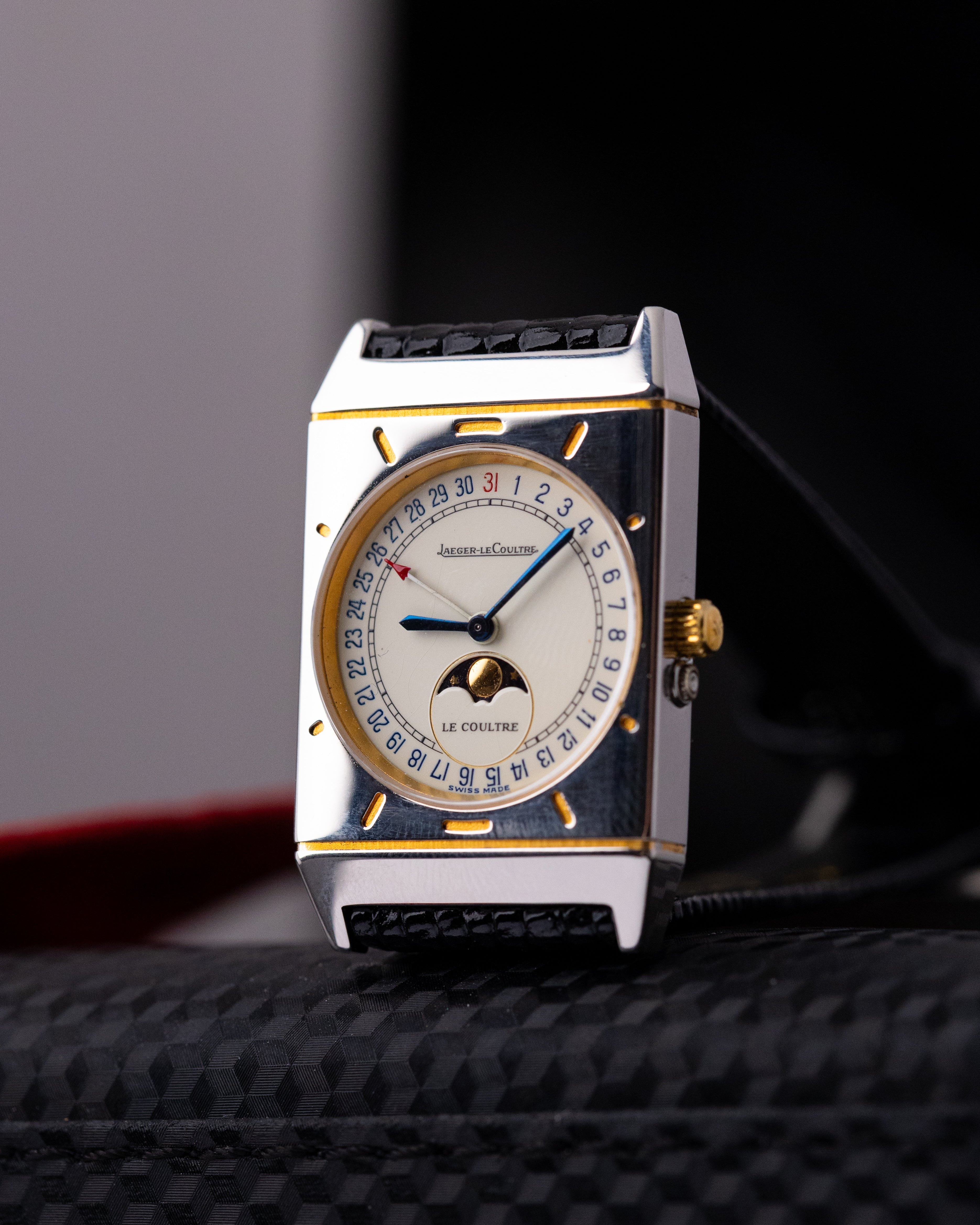Vintage Jaeger - LeCoultre Tank Moonphase, Pointer Date, Ref. 400.6.20, Two - tone steel/gold case from 1990's - DuMarko