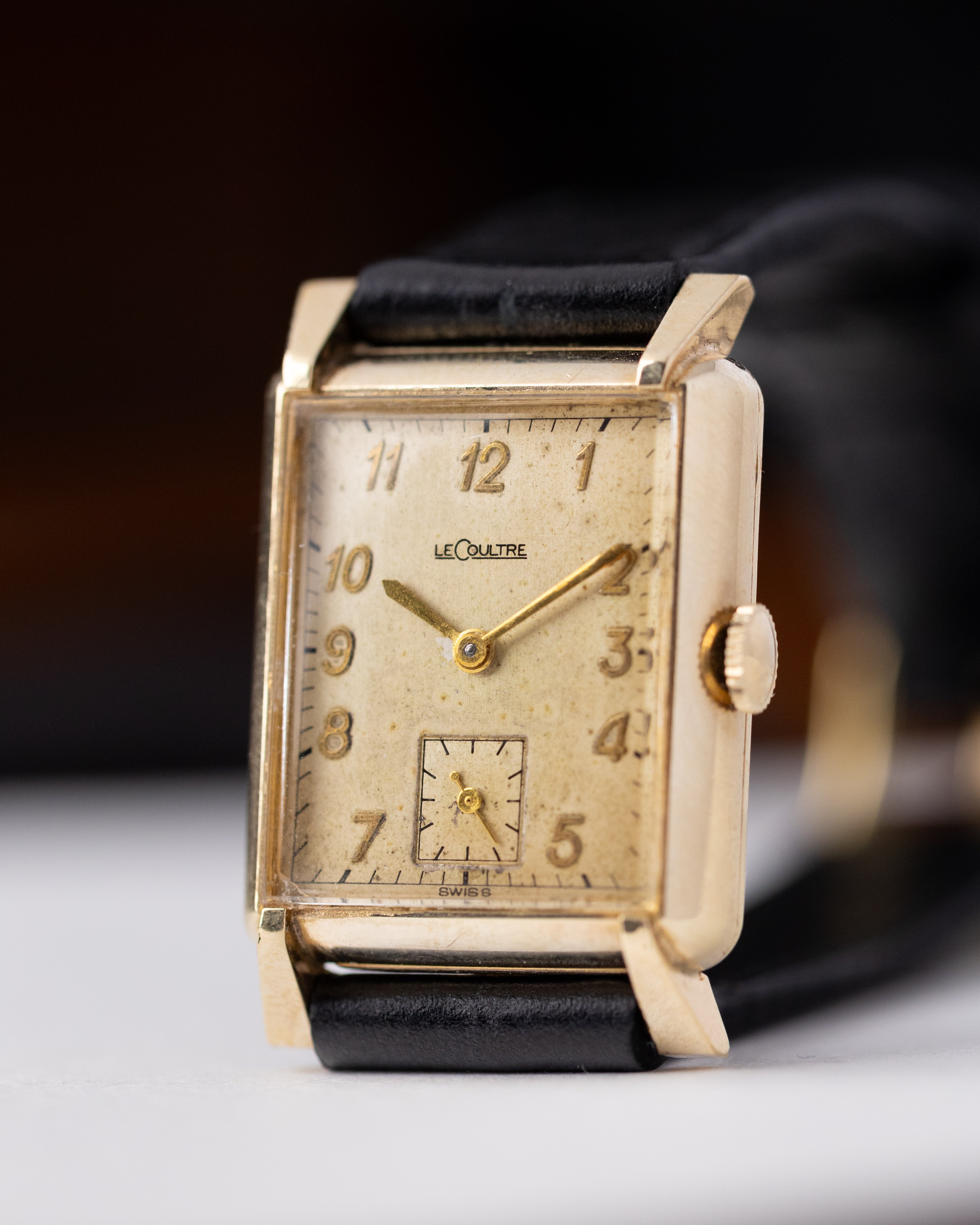 Vintage LeCoultre Art Deco Rectangular Tank, Swiss Dress Watch, 10K Gold - Filled Case, Calibre 413 from 1940's - DuMarko