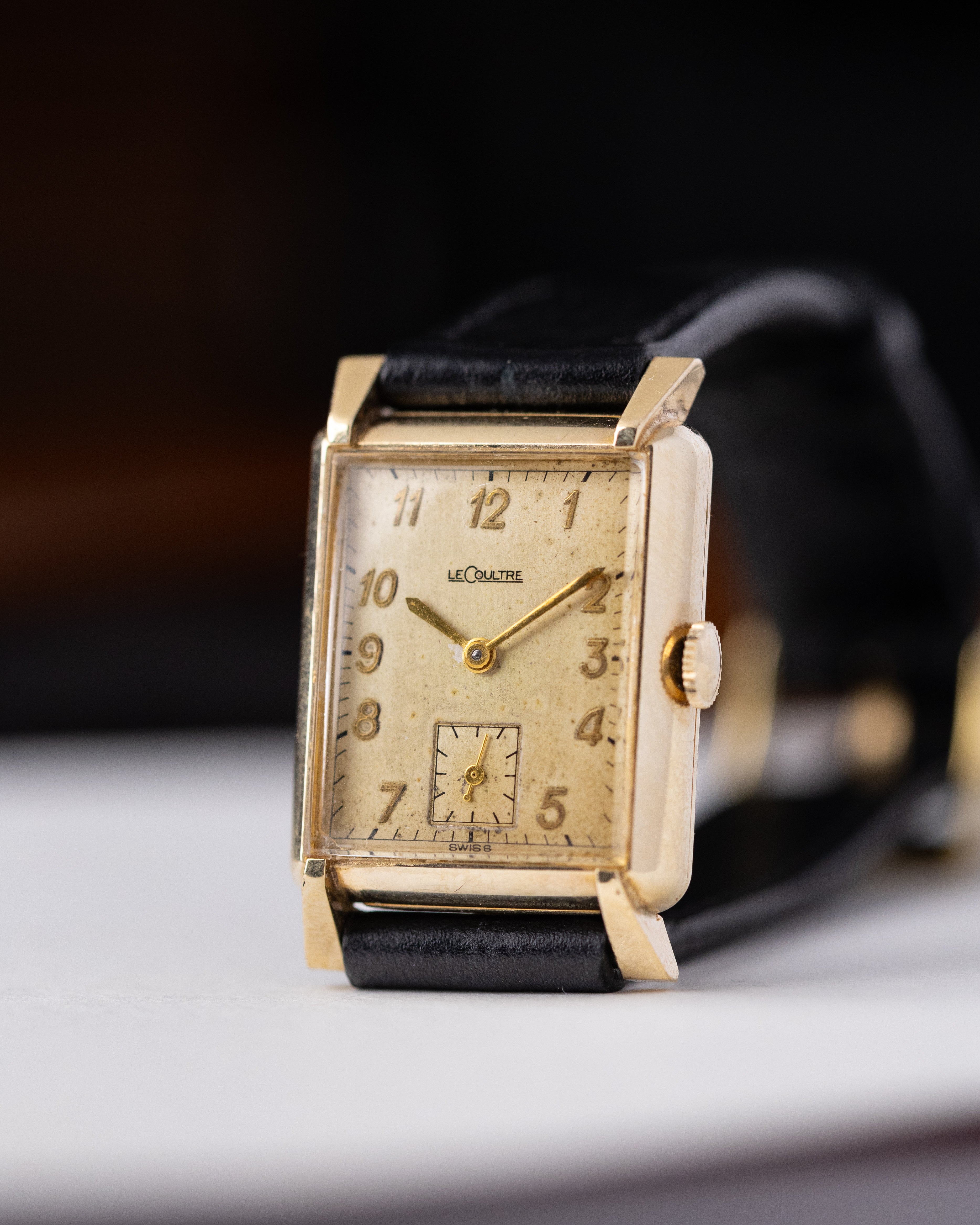 Vintage LeCoultre Art Deco Rectangular Tank, Swiss Dress Watch, 10K Gold - Filled Case, Calibre 413 from 1940's - DuMarko