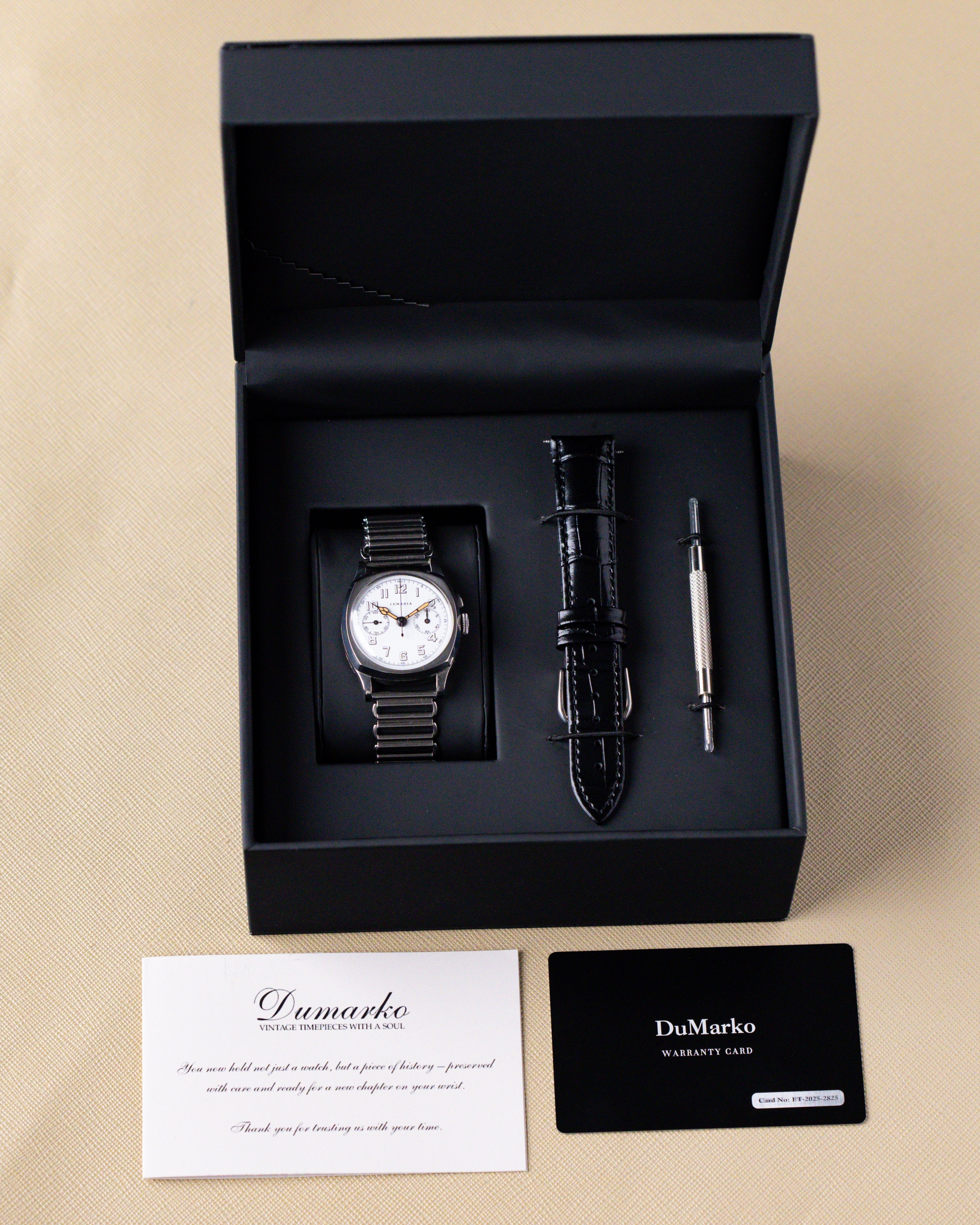 Vintage Lemania Monopusher Chronograph, Rare Steel Cushion Case, Cal. 13CH, Enamel Dial from 1930's - DuMarko