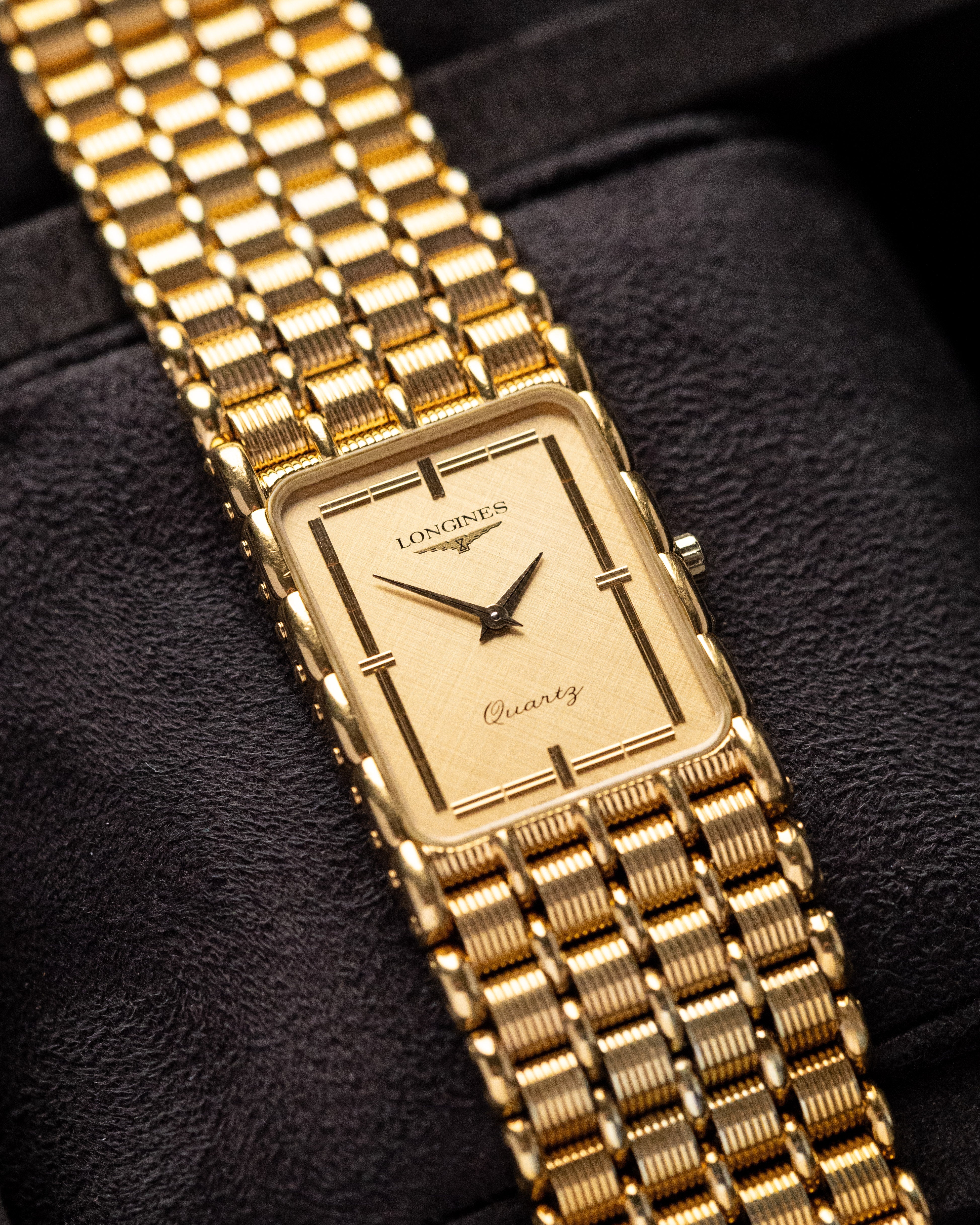 Vintage Longines Art Deco Tank, Ref. MZ5712, Champagne Dial, Quartz from 1980's - DuMarko