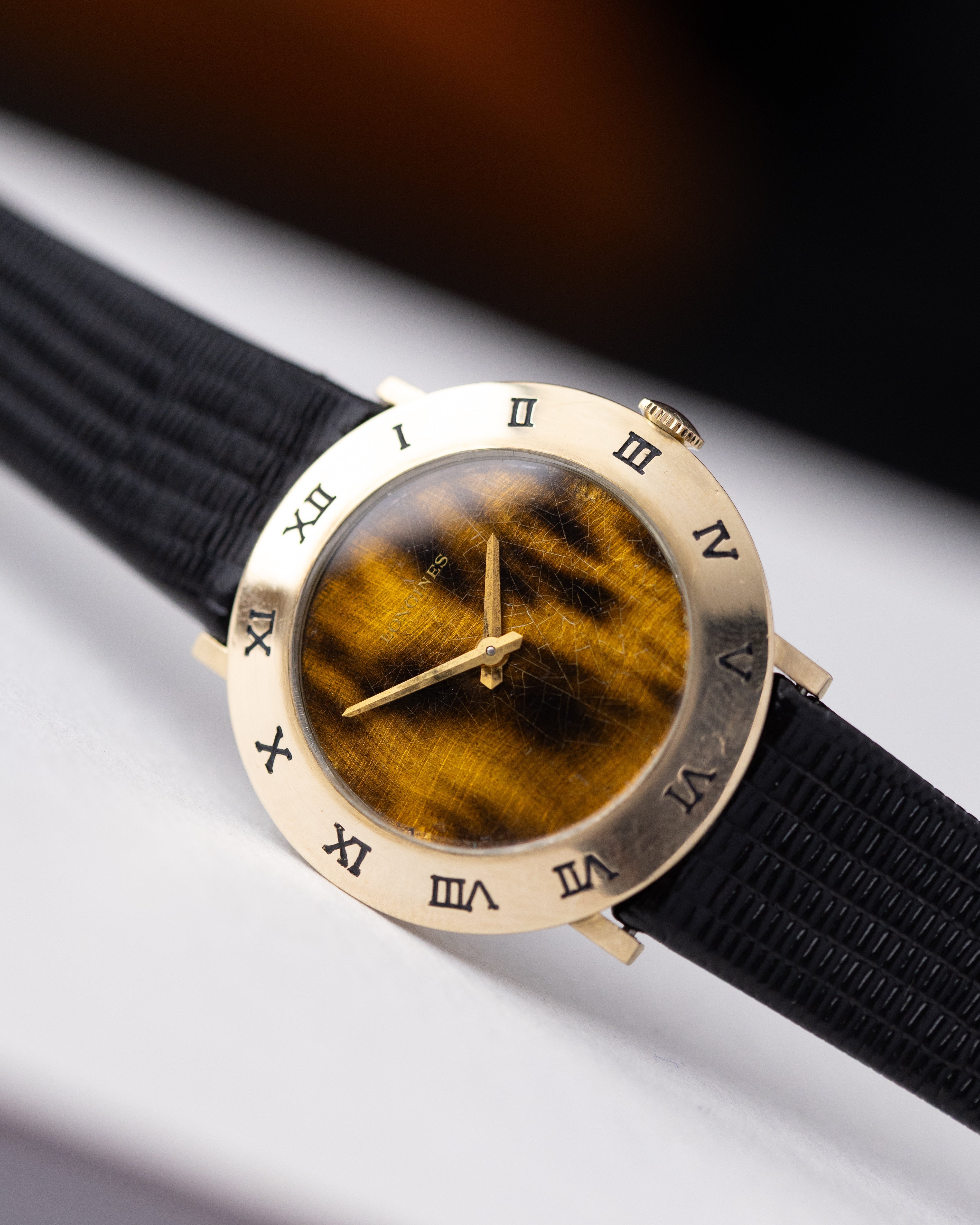 Vintage Longines Dress Watch, Cal. 528, 10K Gold - Filled Case, Tiger Eye Craquelure Dial from 1969 - DuMarko