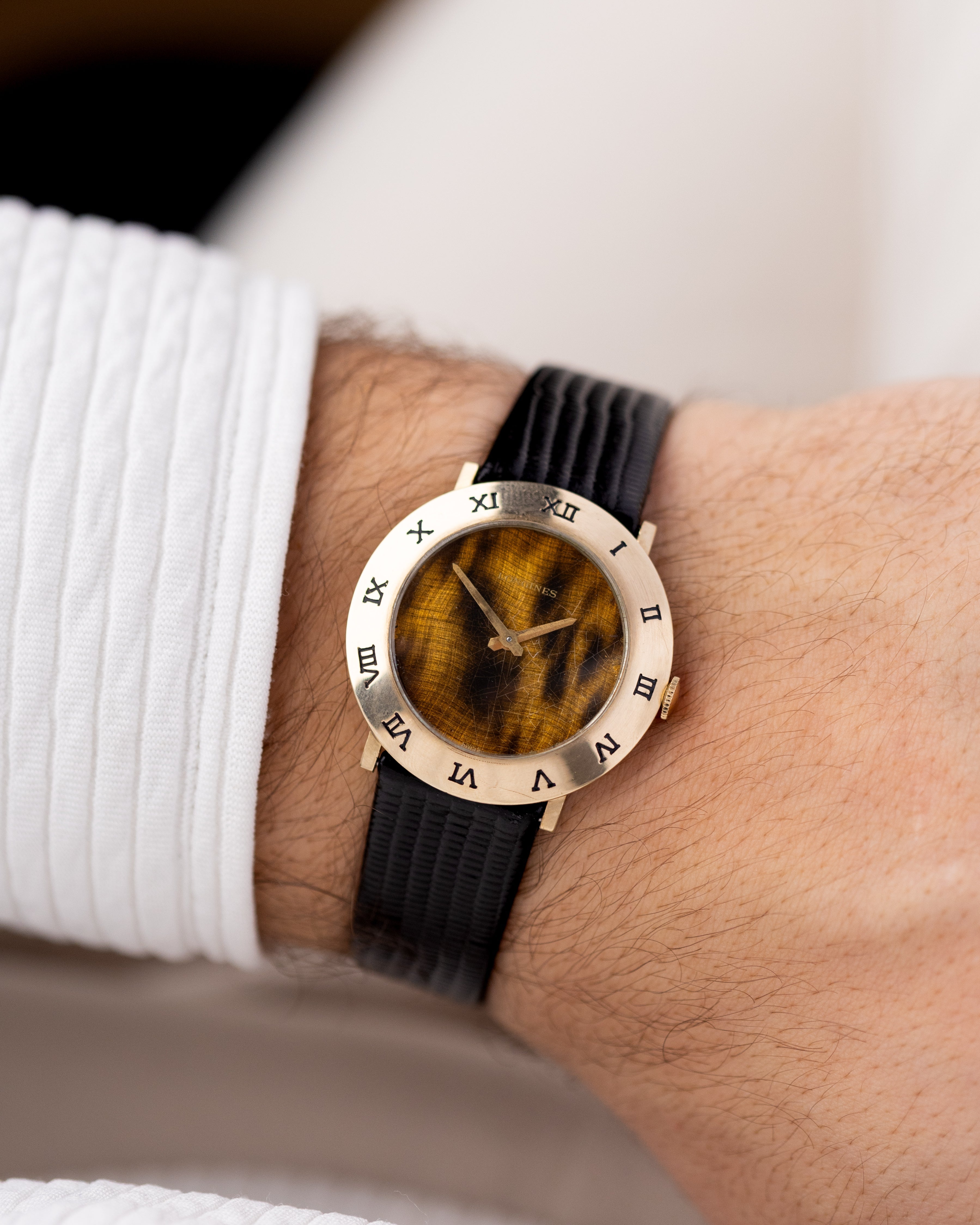 Vintage Longines Dress Watch, Cal. 528, 10K Gold - Filled Case, Tiger Eye Craquelure Dial from 1969 - DuMarko