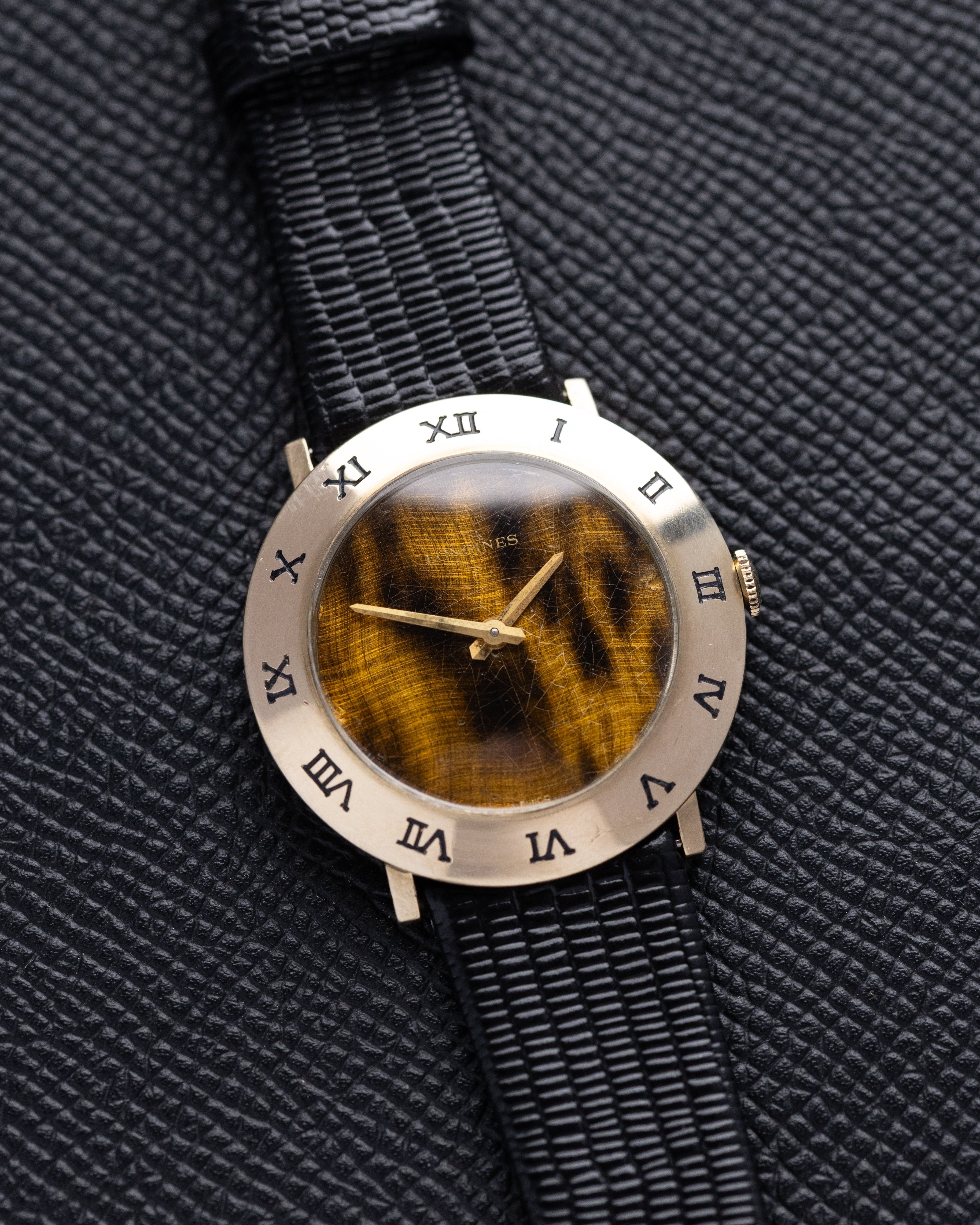 Vintage Longines Dress Watch, Cal. 528, 10K Gold - Filled Case, Tiger Eye Craquelure Dial from 1969 - DuMarko