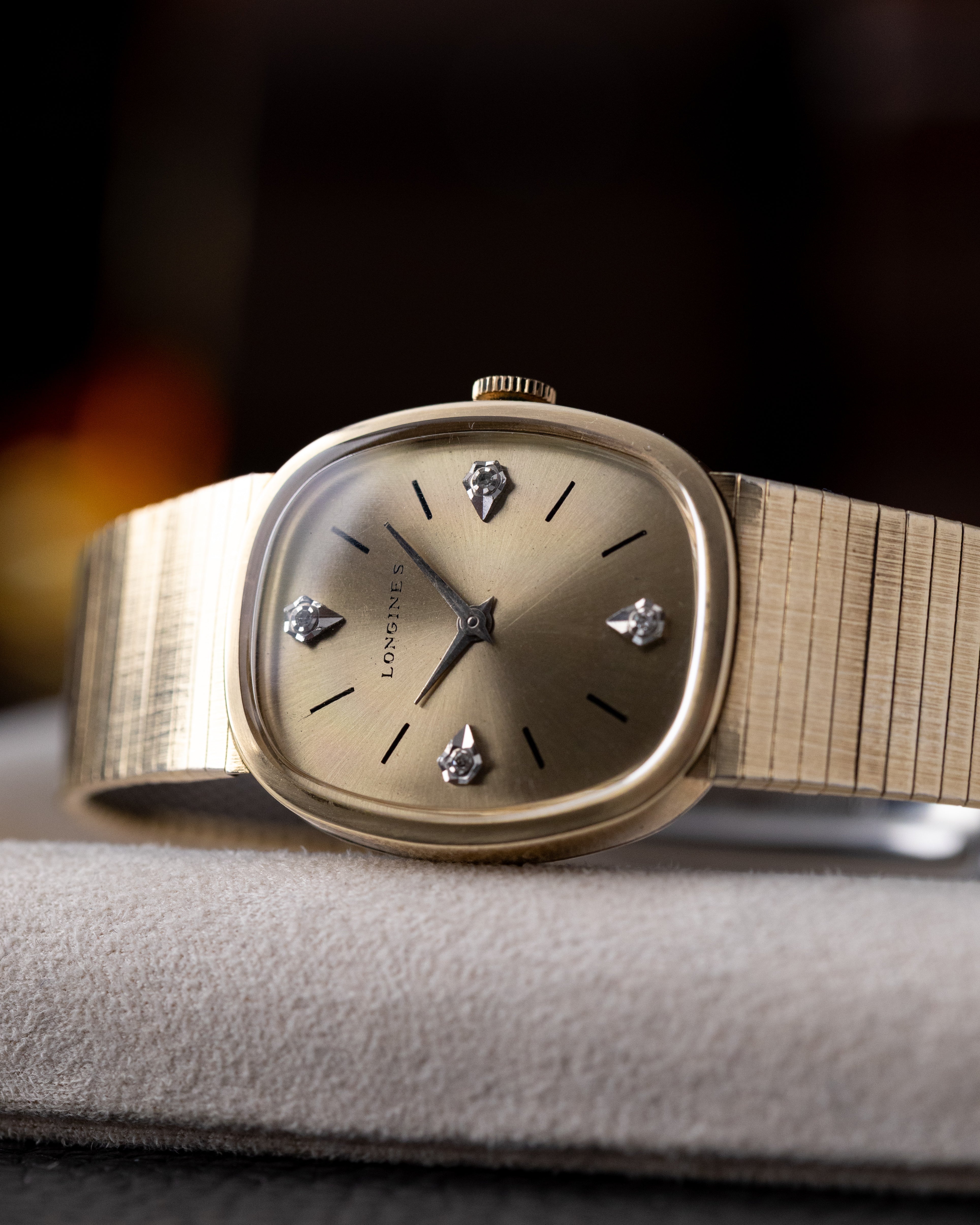 Vintage Longines Ellipse Case, Diamond Dial, Cal. 528, Gold - Plated Dress Watch from 1960's - DuMarko