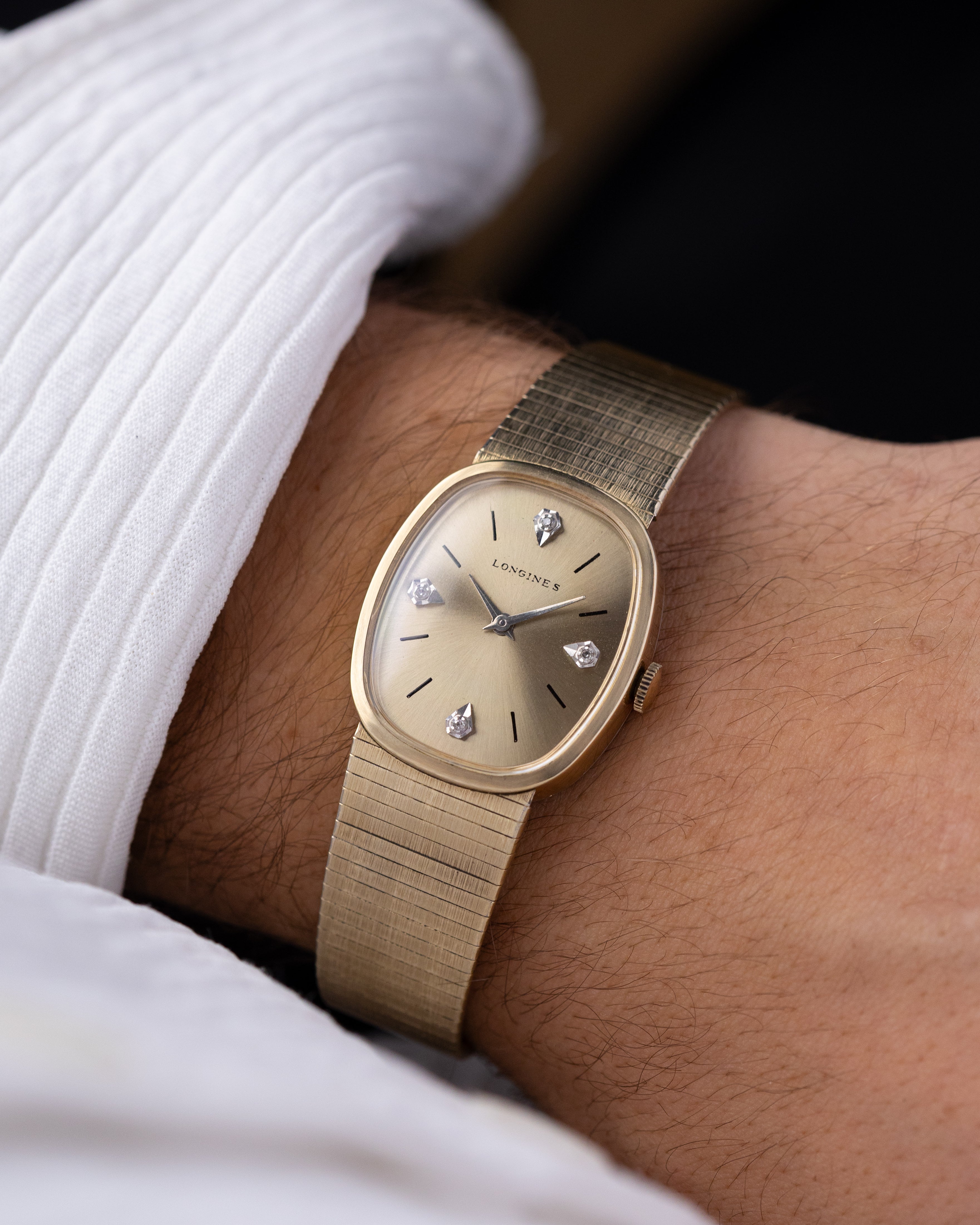 Vintage Longines Ellipse Case, Diamond Dial, Cal. 528, Gold - Plated Dress Watch from 1960's - DuMarko