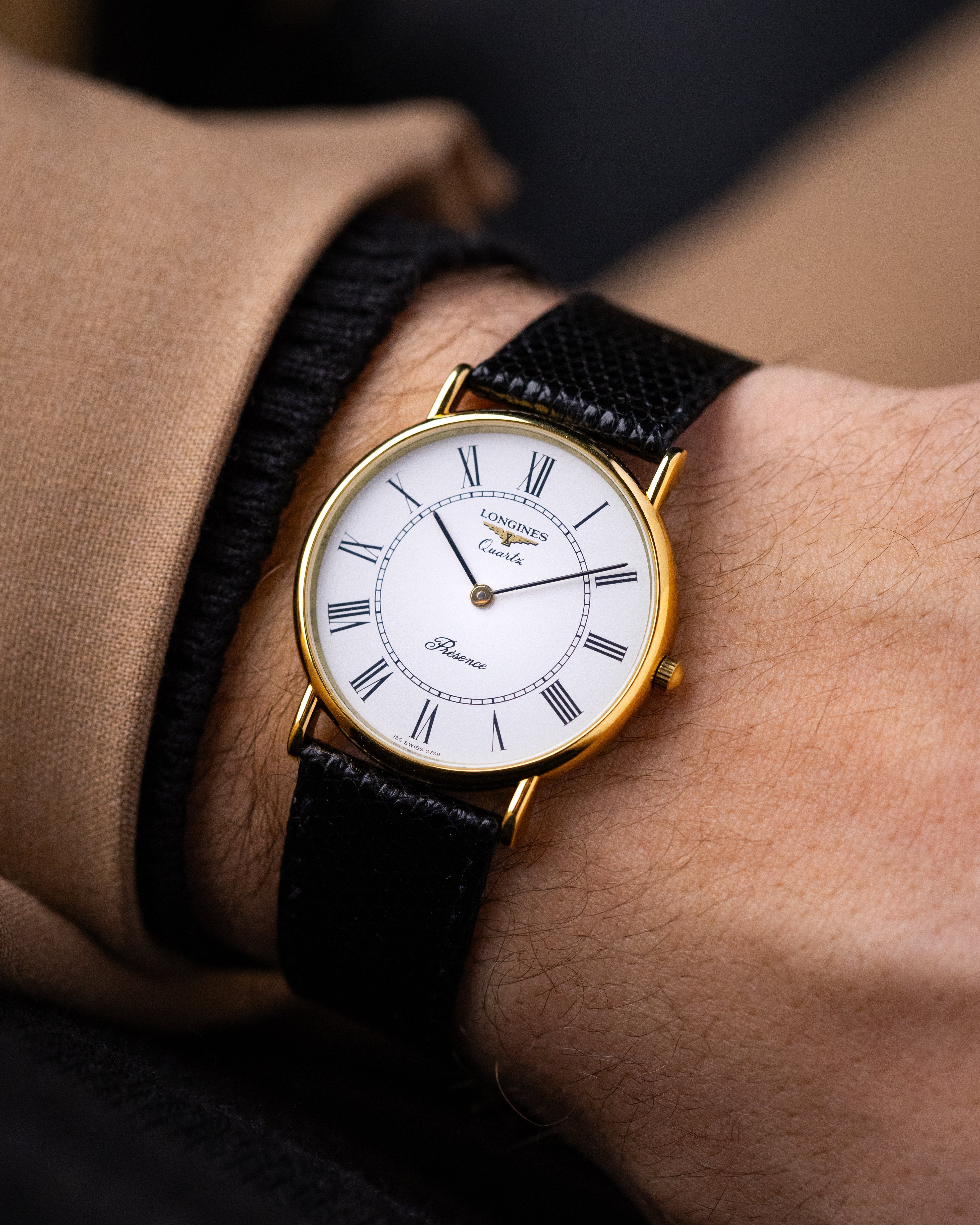 Vintage Longines La Grande Classique Présence Ref. L4.720.2, Quartz Cal. L263.2, Gold Plated, Roman Dial, From 1990s - DuMarko
