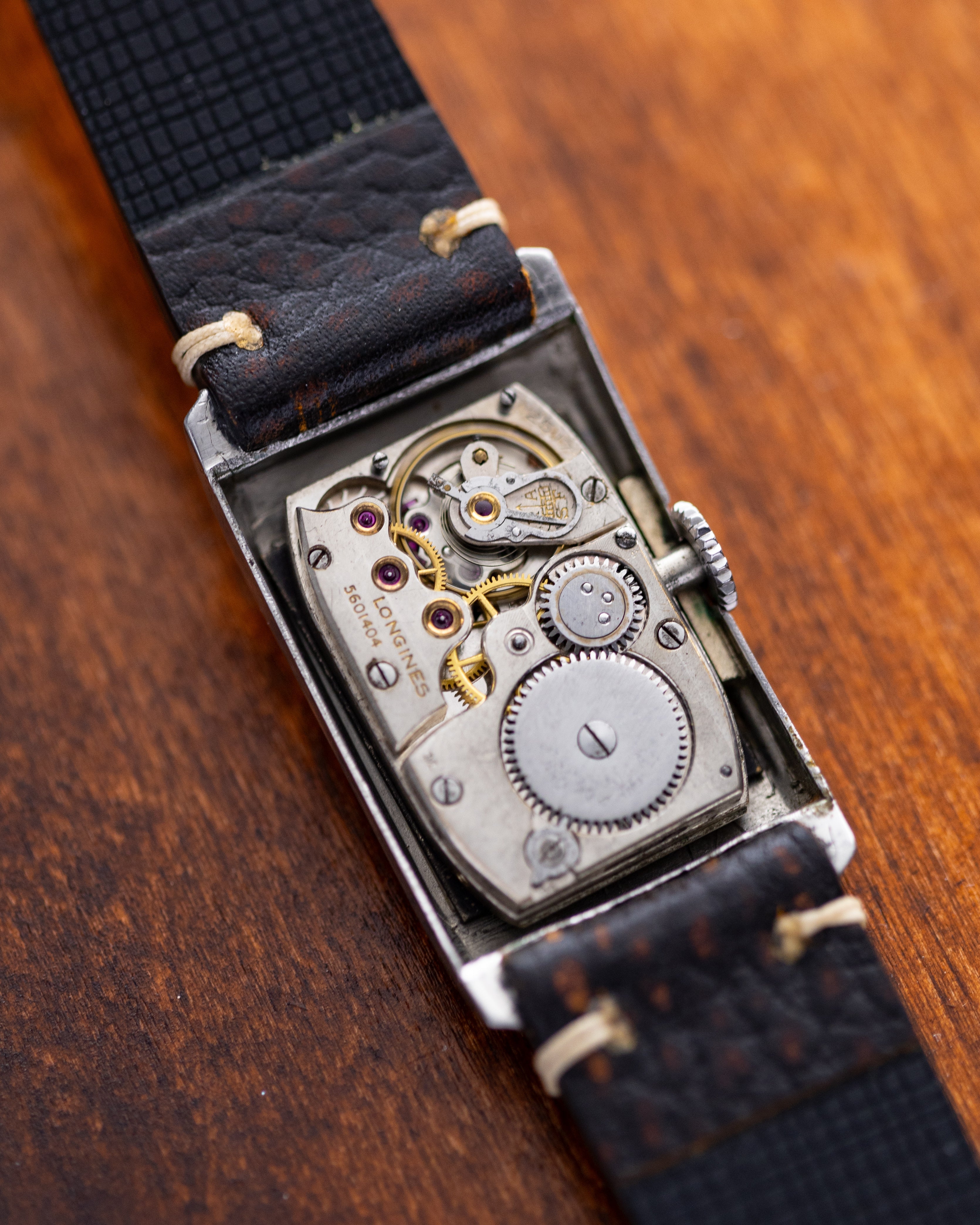 Vintage Longines, Rectangular Steel Tank, Gilded Dial from 1937 - DuMarko